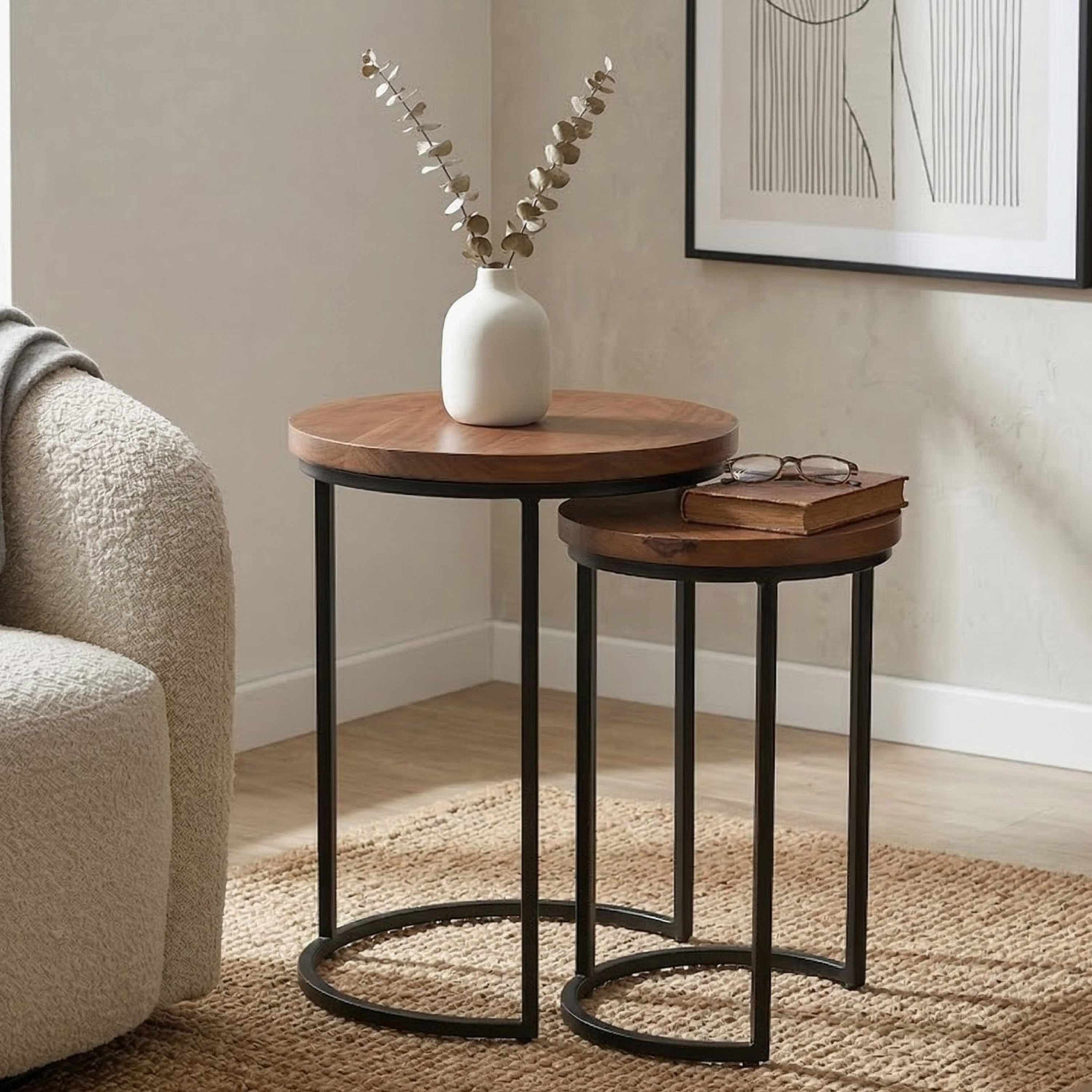 Cavon Portia Solid Wood Top Nest of Tables - Set of 2-hbxfurniture-livingroom-nestingtables-image-1