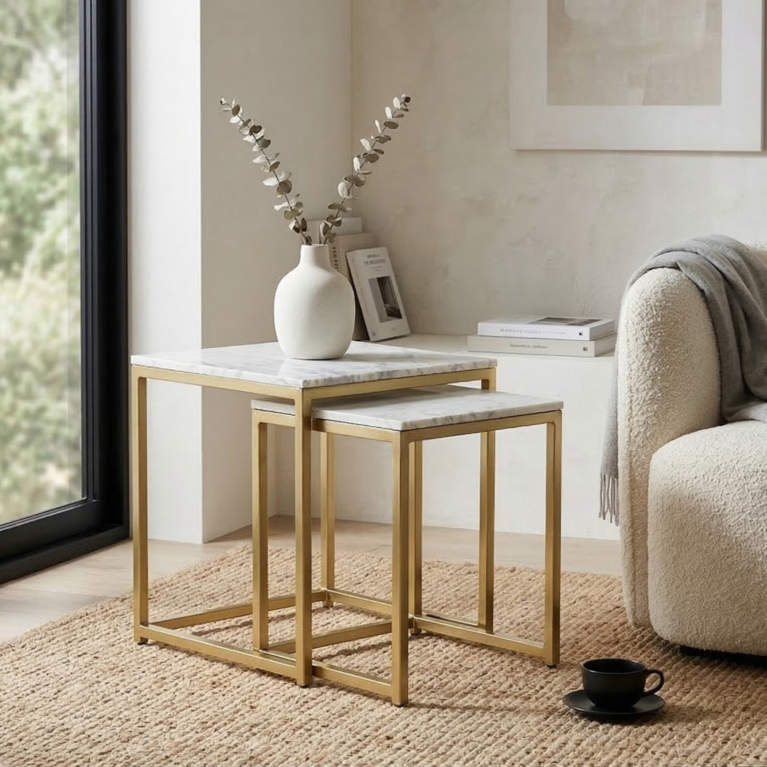 Cavon Vista Genuine Marble Top Nest of Tables - Set of 2-hbxfurniture-livingroom-nestingtables-image-1