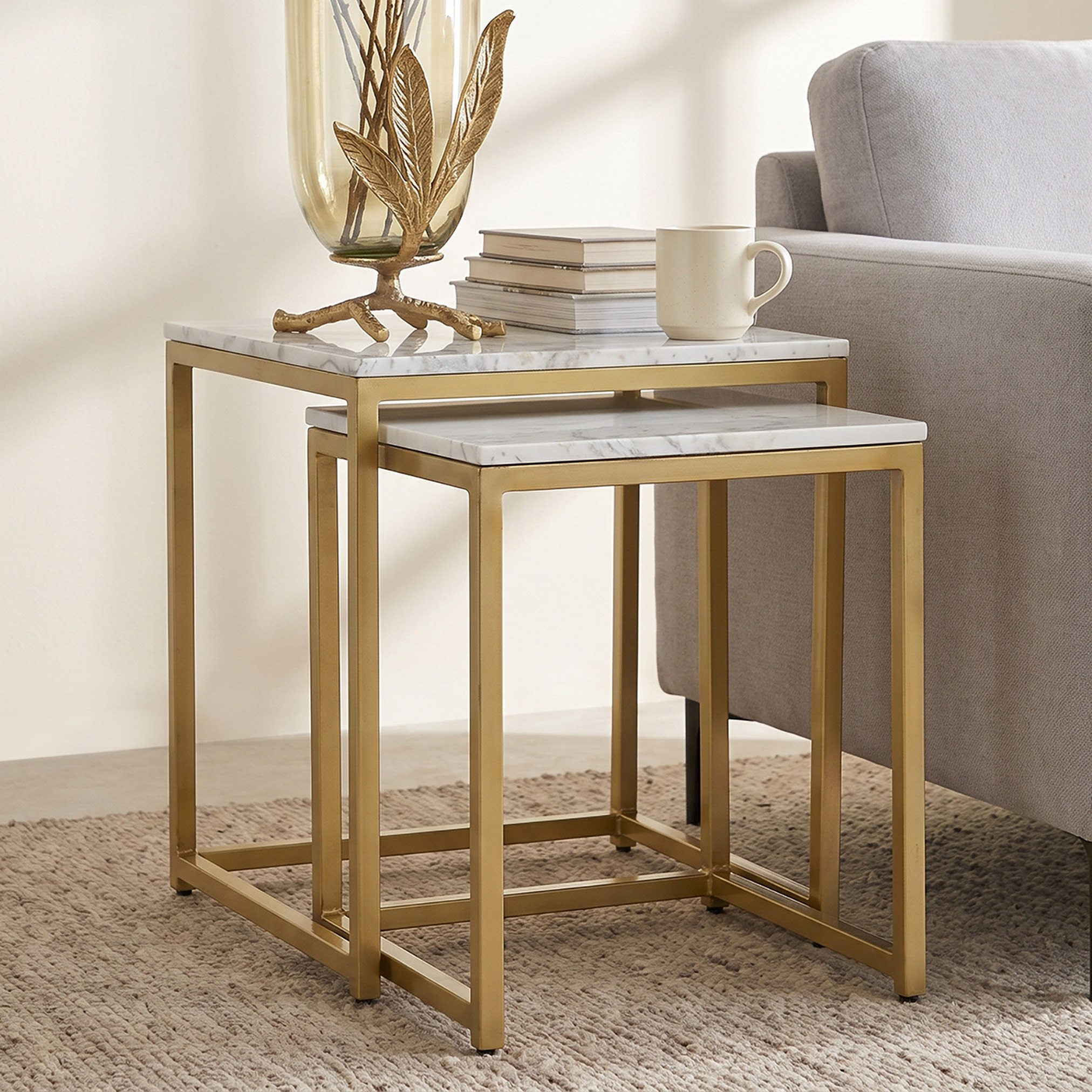 طاولات متداخلة بسطح رخام طبيعي من كافون فيستا - طقم من قطعتين-hbxfurniture-livingroom-nestingtables-image-1
