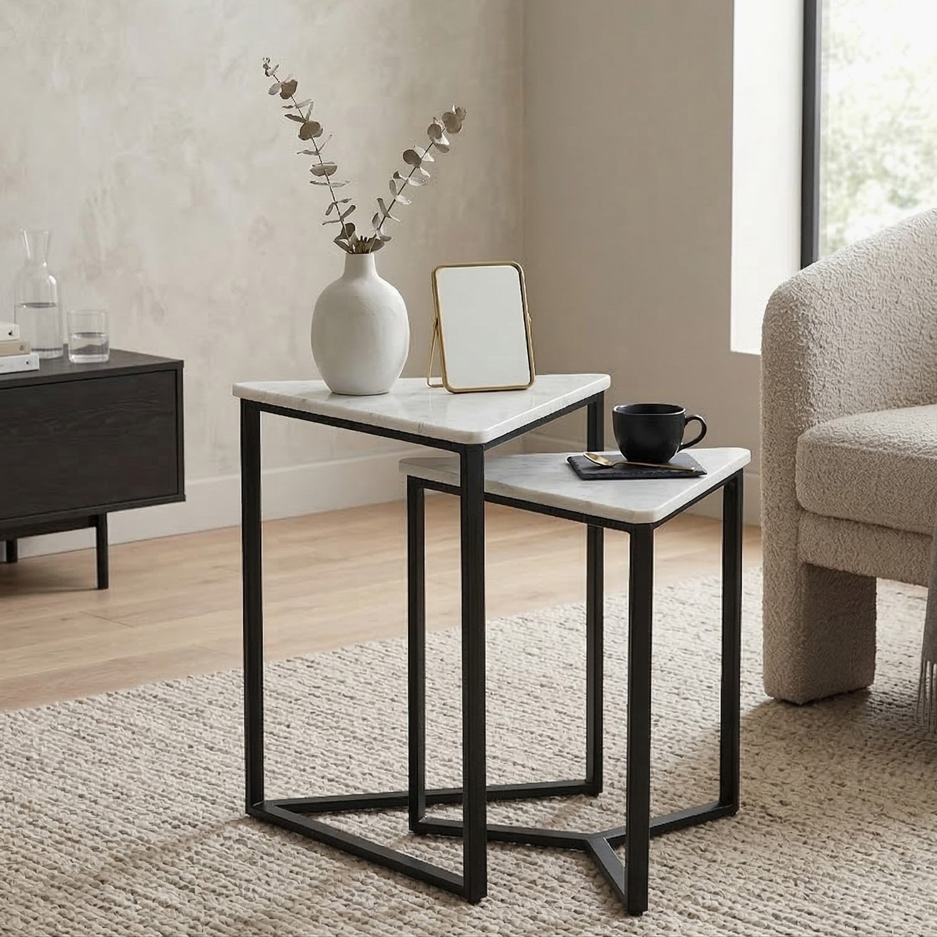 Cavon Trio Genuine Marble Top Nest of Tables - Set of 2-hbxfurniture-livingroom-nestingtables-image-1