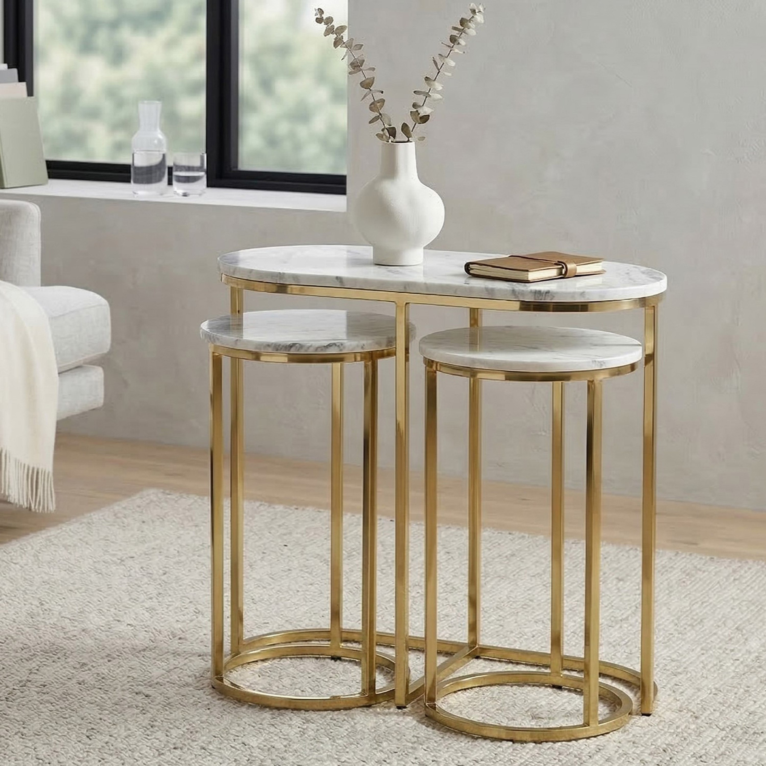 Cavon Kells Genuine Marble Top Nest of Tables - Set of 3-hbxfurniture-livingroom-nestingtables-image-1