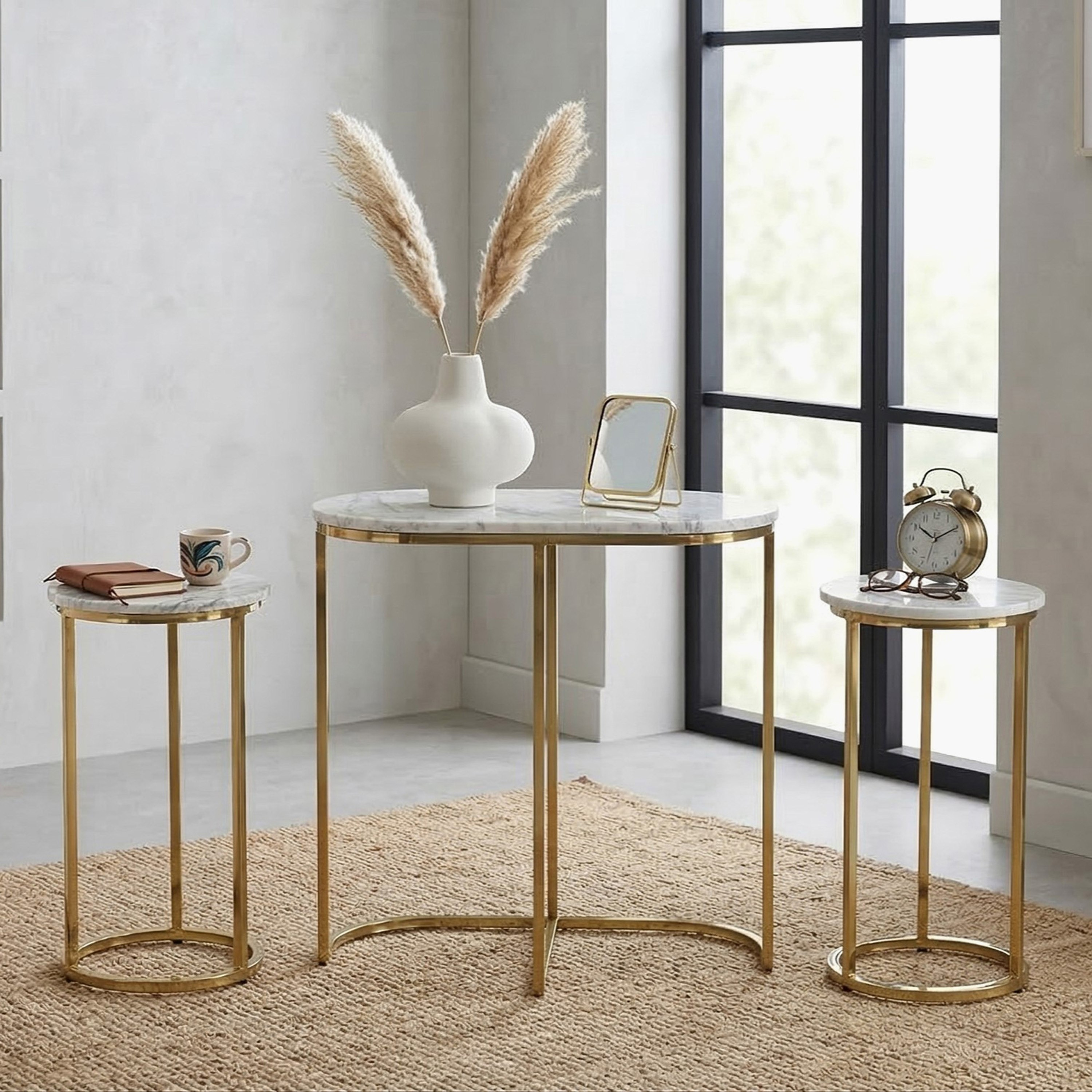 Cavon Kells Genuine Marble Top Nest of Tables - Set of 3-hbxfurniture-livingroom-nestingtables-image-2