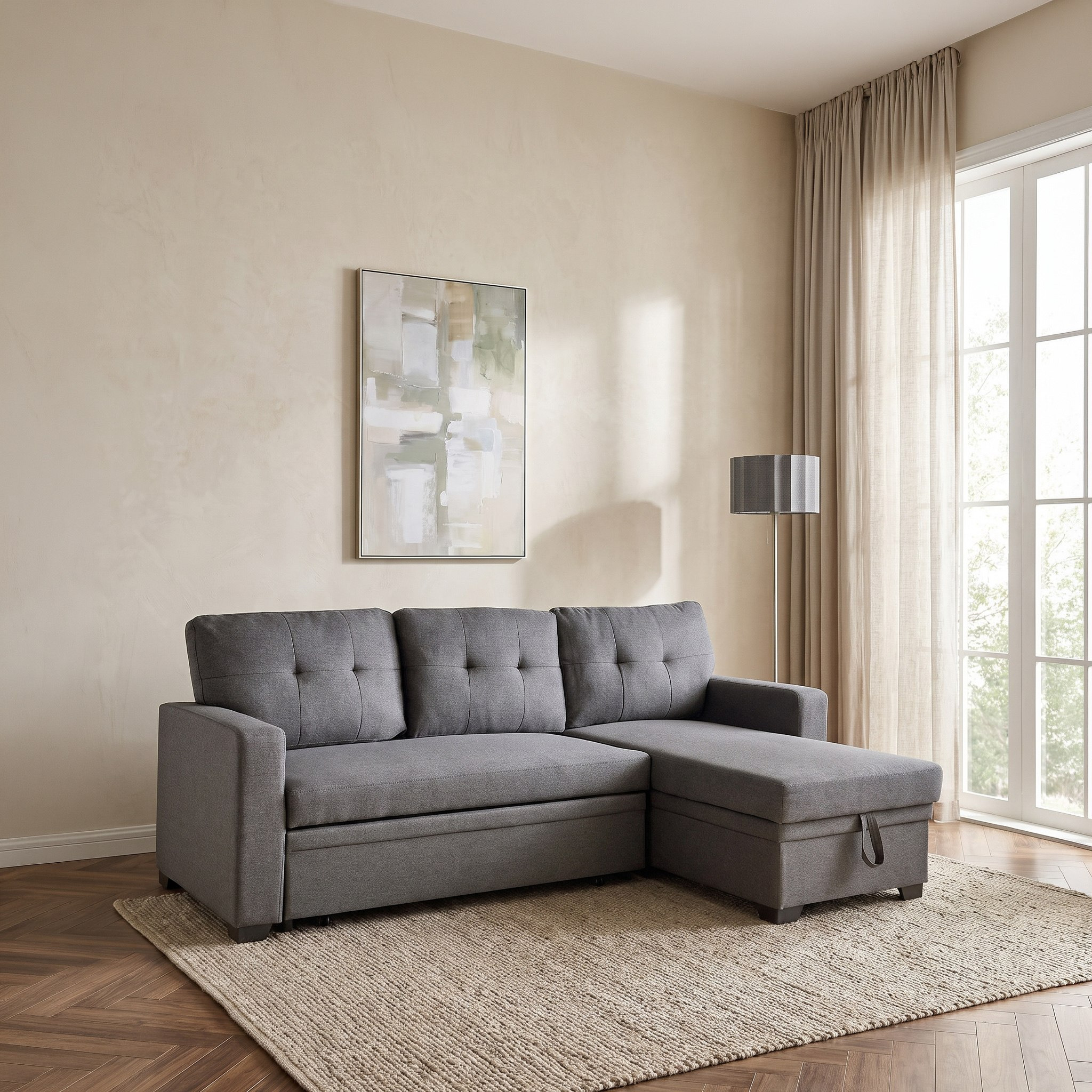 Neo 3-Seater Reversible Corner Sofa with Pullout Sofa Bed and Chaise Storage-hbxfurniture-sofasandarmchairs-sofabeds-image-1