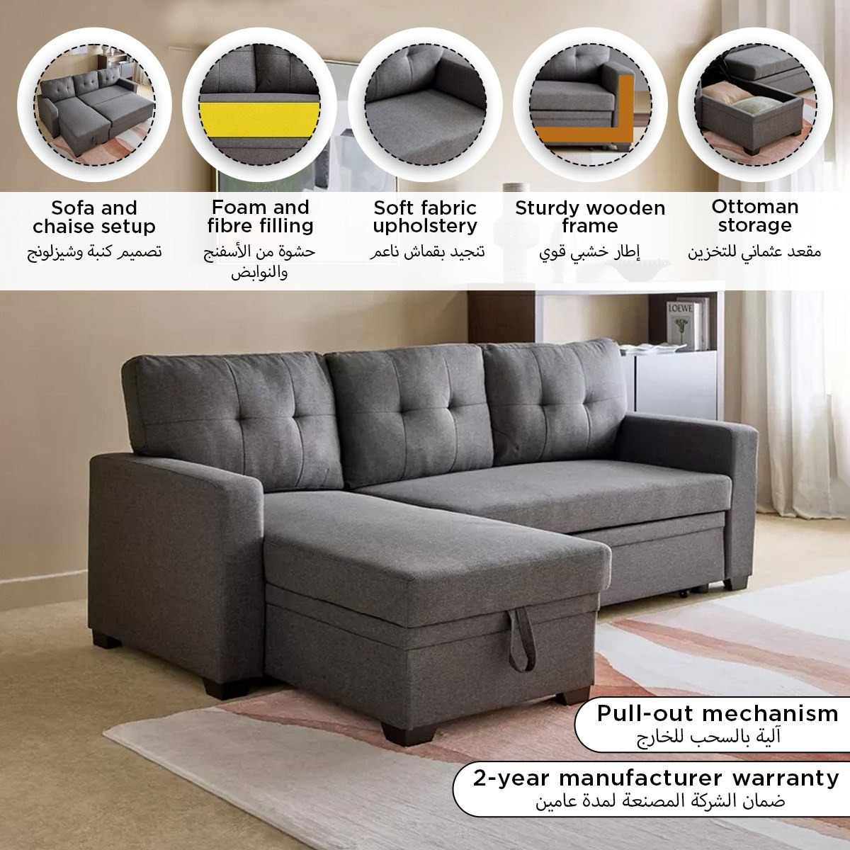 Neo 3-Seater Reversible Corner Sofa with Pullout Sofa Bed and Chaise Storage-hbxfurniture-sofasandarmchairs-sofabeds-image-15