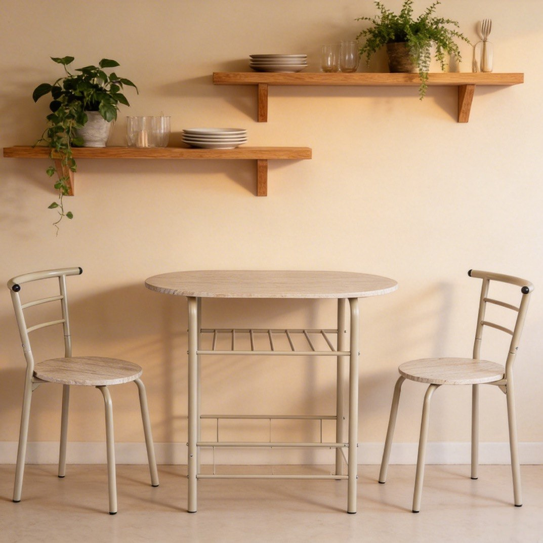 Movo Nina 2-Seater Round Travertine Dining Set-hbxfurniture-diningtablesandsets-diningsets-twoseater-image-1