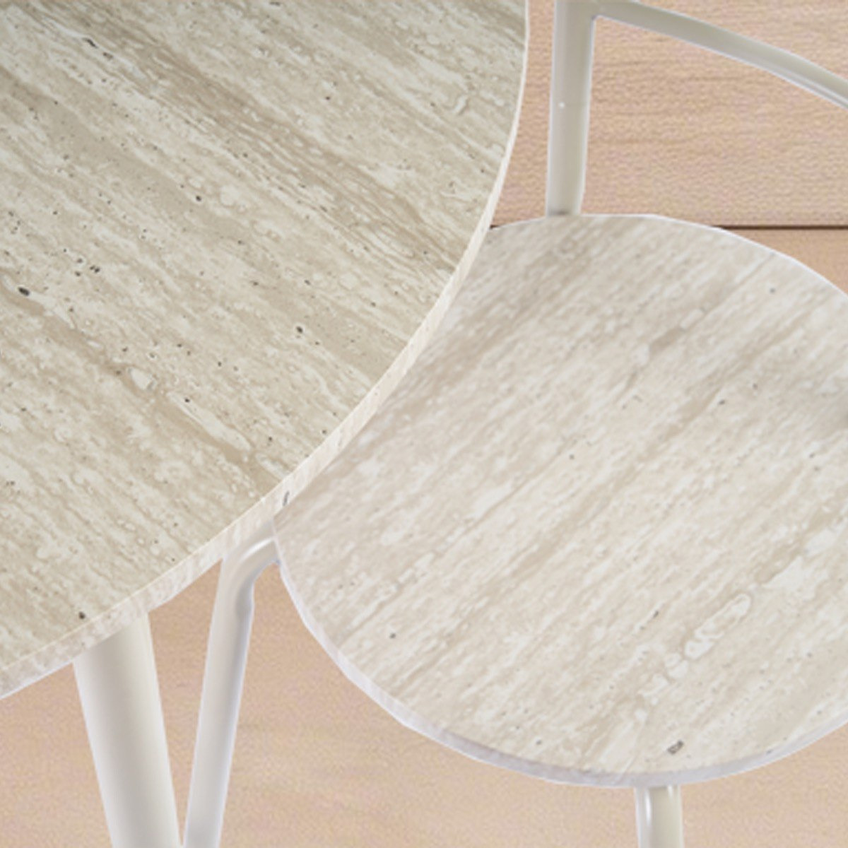 Movo Nina 2-Seater Round Travertine Dining Set-hbxfurniture-diningtablesandsets-diningsets-twoseater-image-4