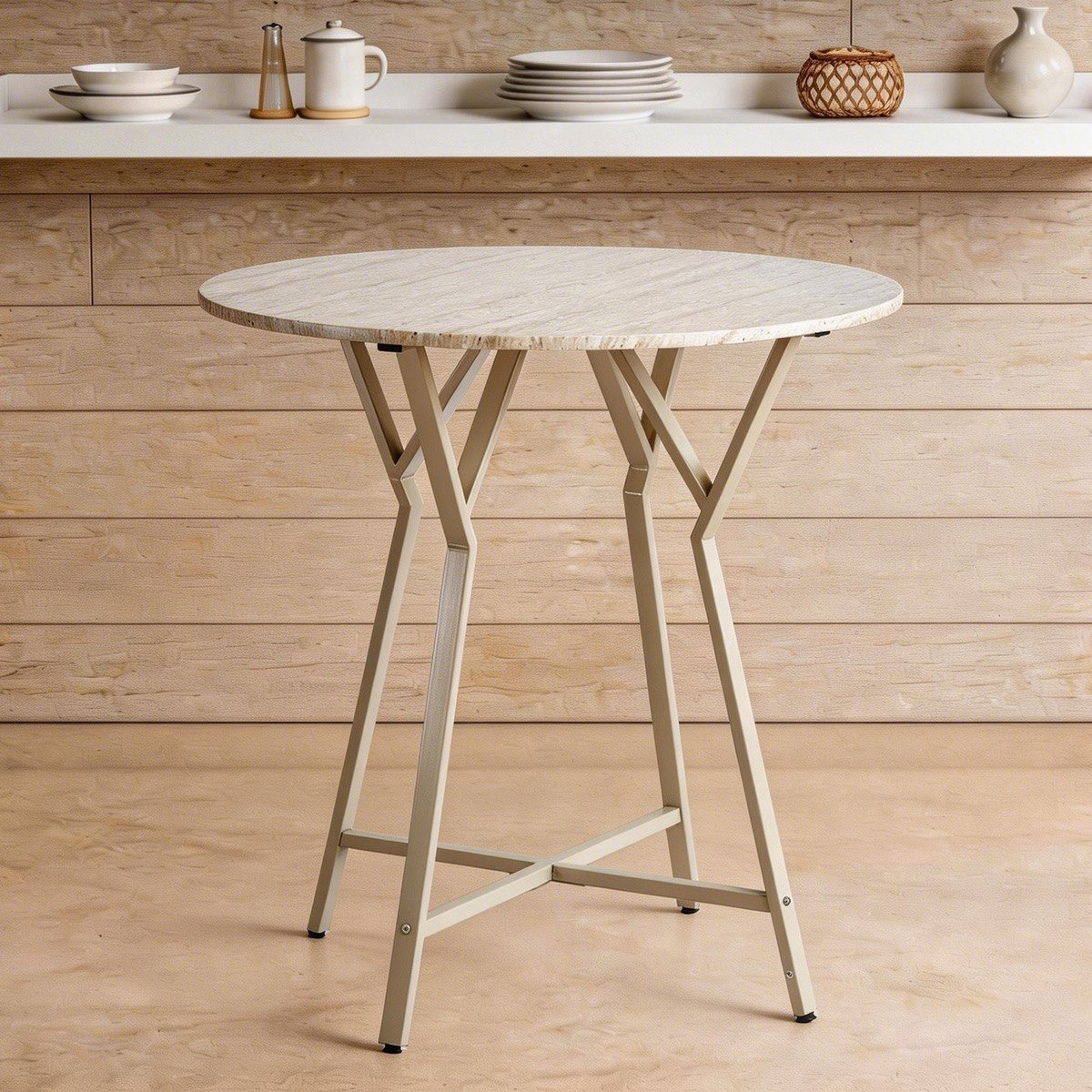 Movo Elga 4-Seater Round Travertine Dining Set-hbxdiningroom-diningtablesandsets-diningsets-fourseater-image-2