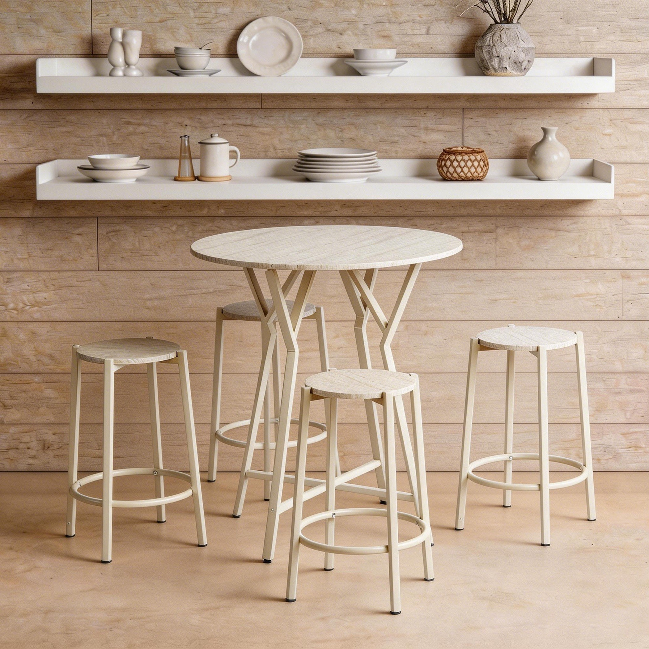 Movo Elga 4-Seater Round Travertine Dining Set-hbxdiningroom-diningtablesandsets-diningsets-fourseater-image-4