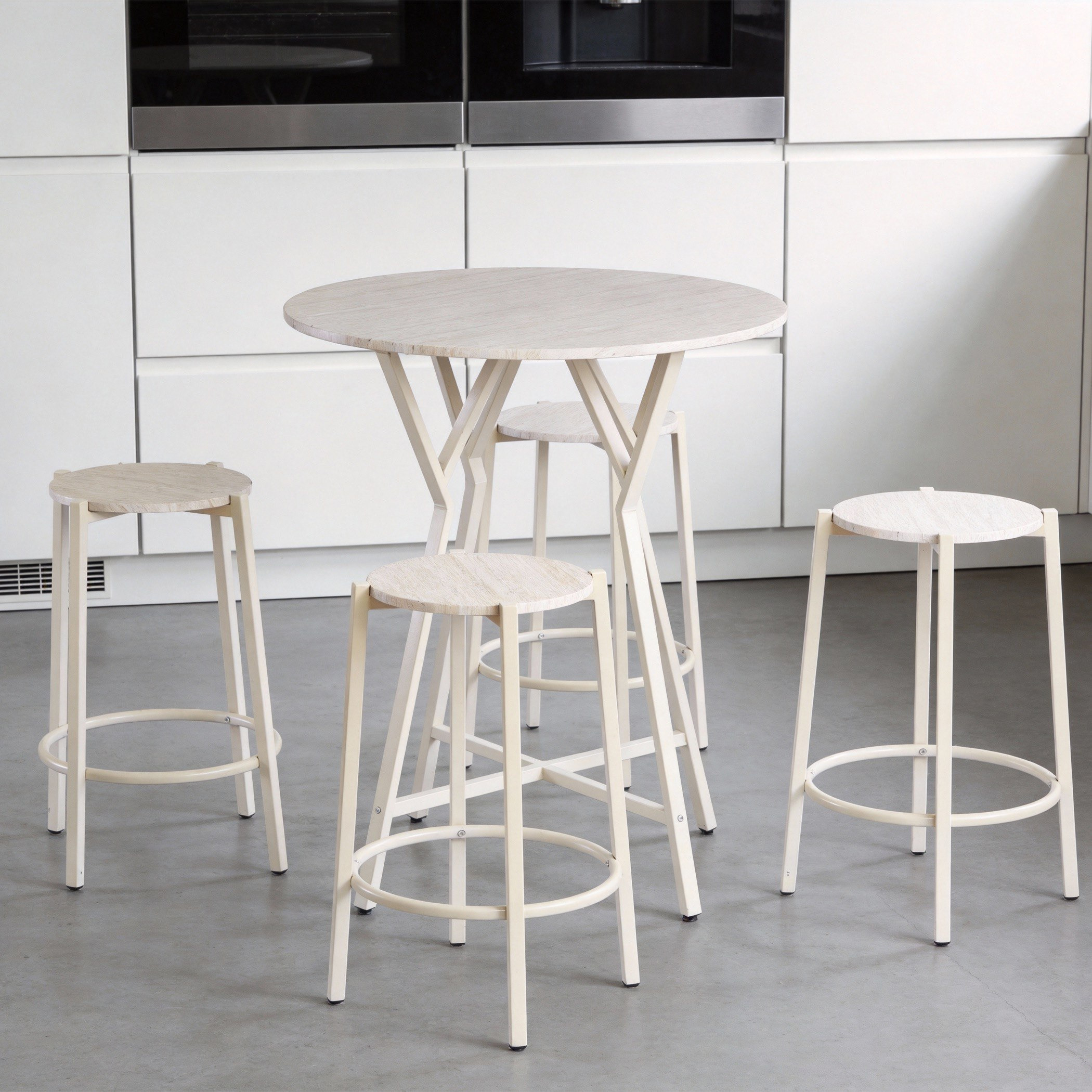 Movo Elga 4-Seater Round Travertine Dining Set-hbxdiningroom-diningtablesandsets-diningsets-fourseater-image-6