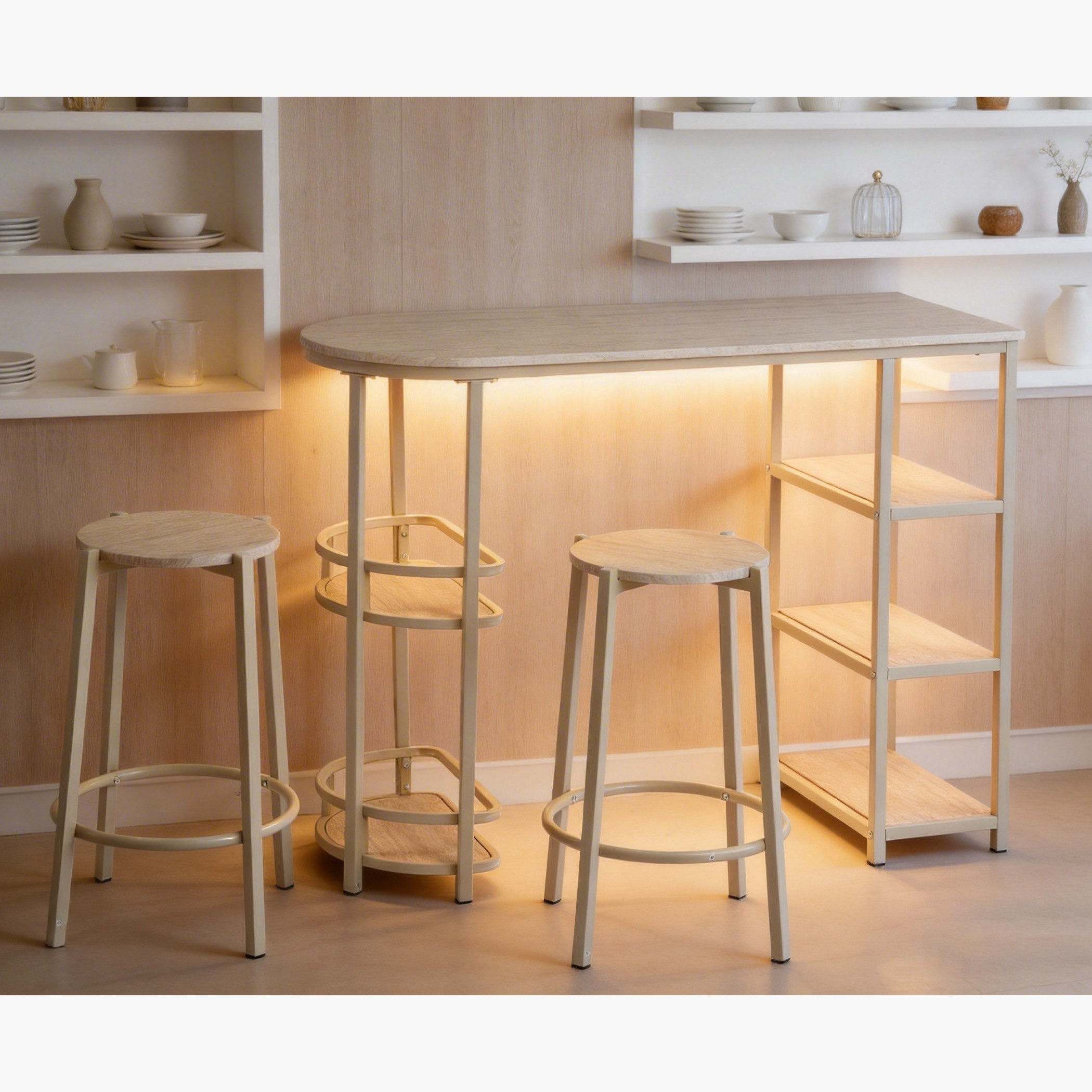 Movo Jazz 2-Seater Travertine High Table Set-hbxfurniture-diningtablesandsets-diningsets-twoseater-image-1