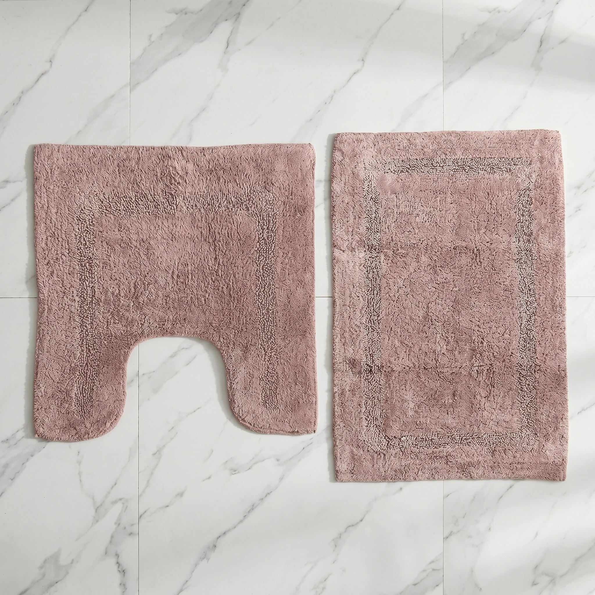 Atlanta 2-Piece Solid Cotton Bath Mat Set - 50x80 cm and 45x50 cm-hbxbedroom-floorcoverings-bathmats-image-1