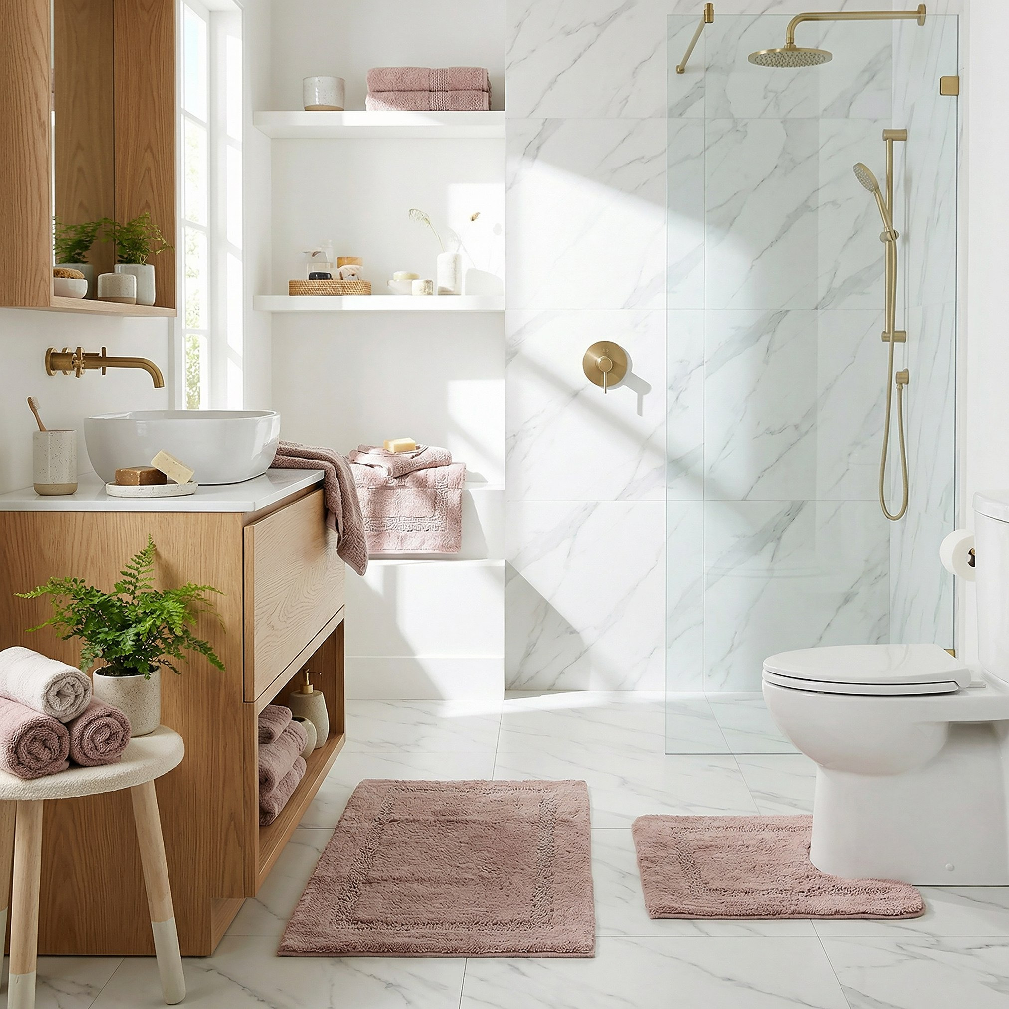 Atlanta 2-Piece Solid Cotton Bath Mat Set - 50x80 cm and 45x50 cm-hbxbedroom-floorcoverings-bathmats-image-3
