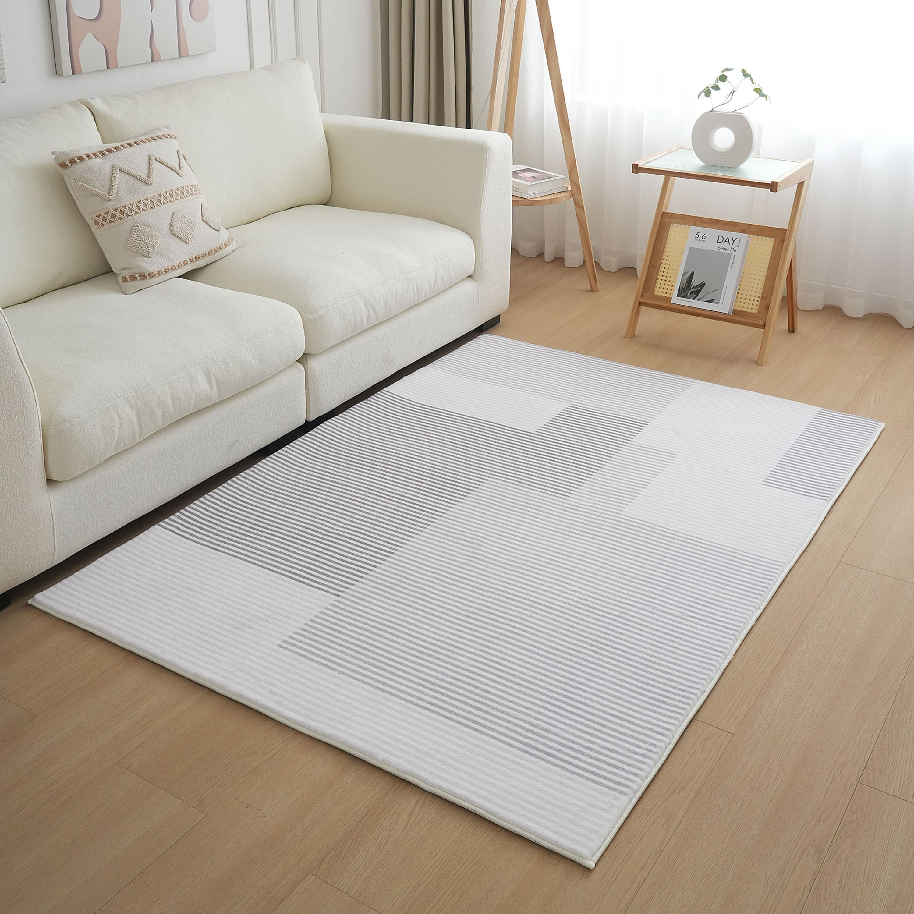 Bristol Haze Printed Plush Fur Rug - 120x170 cm-hbxdecorandfurnishings-floorcoverings-rugs-image-1
