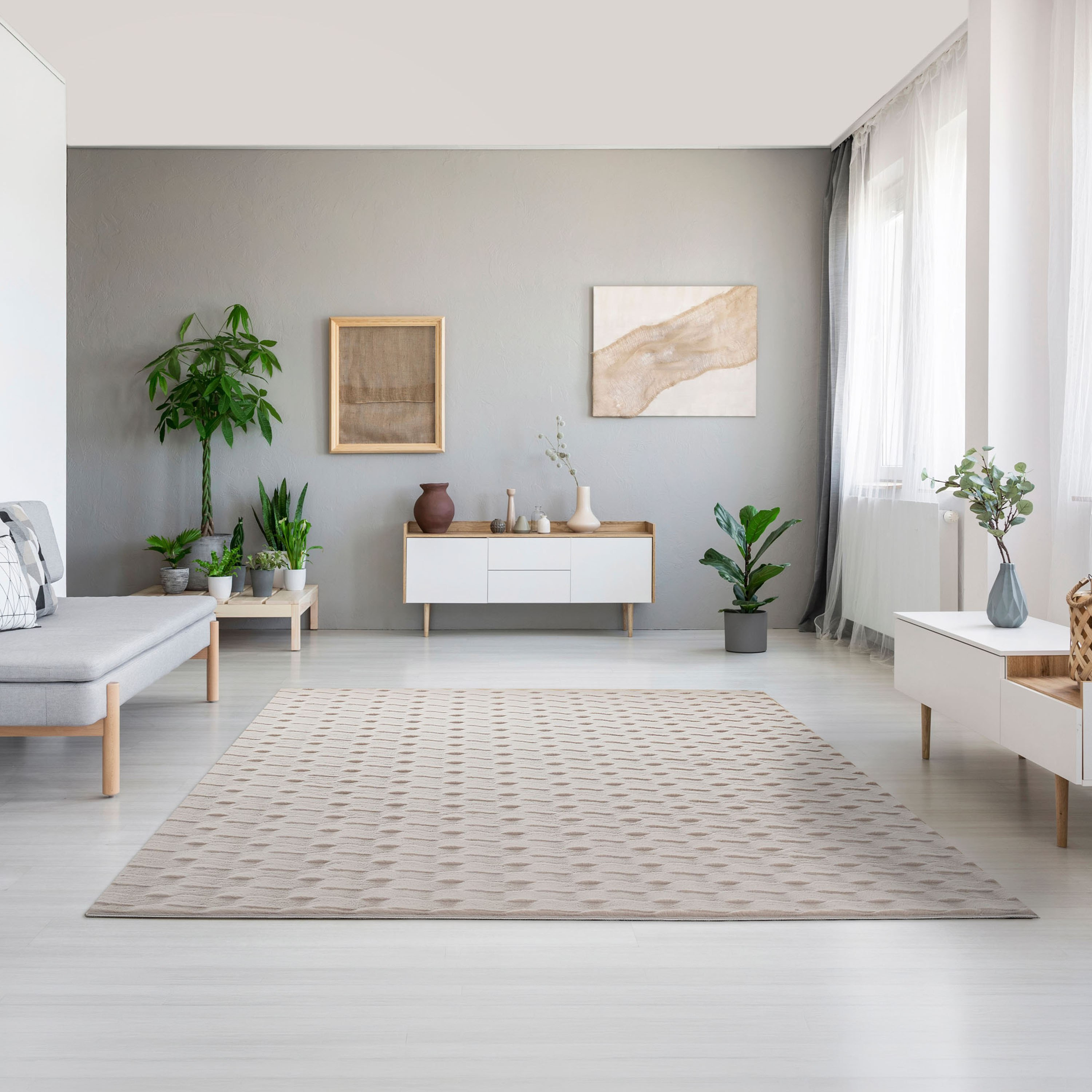 Zara Soro Jacquard Rabbit Fur Rug - 200x300 cm-hbxdecorandfurnishings-floorcoverings-rugs-image-1