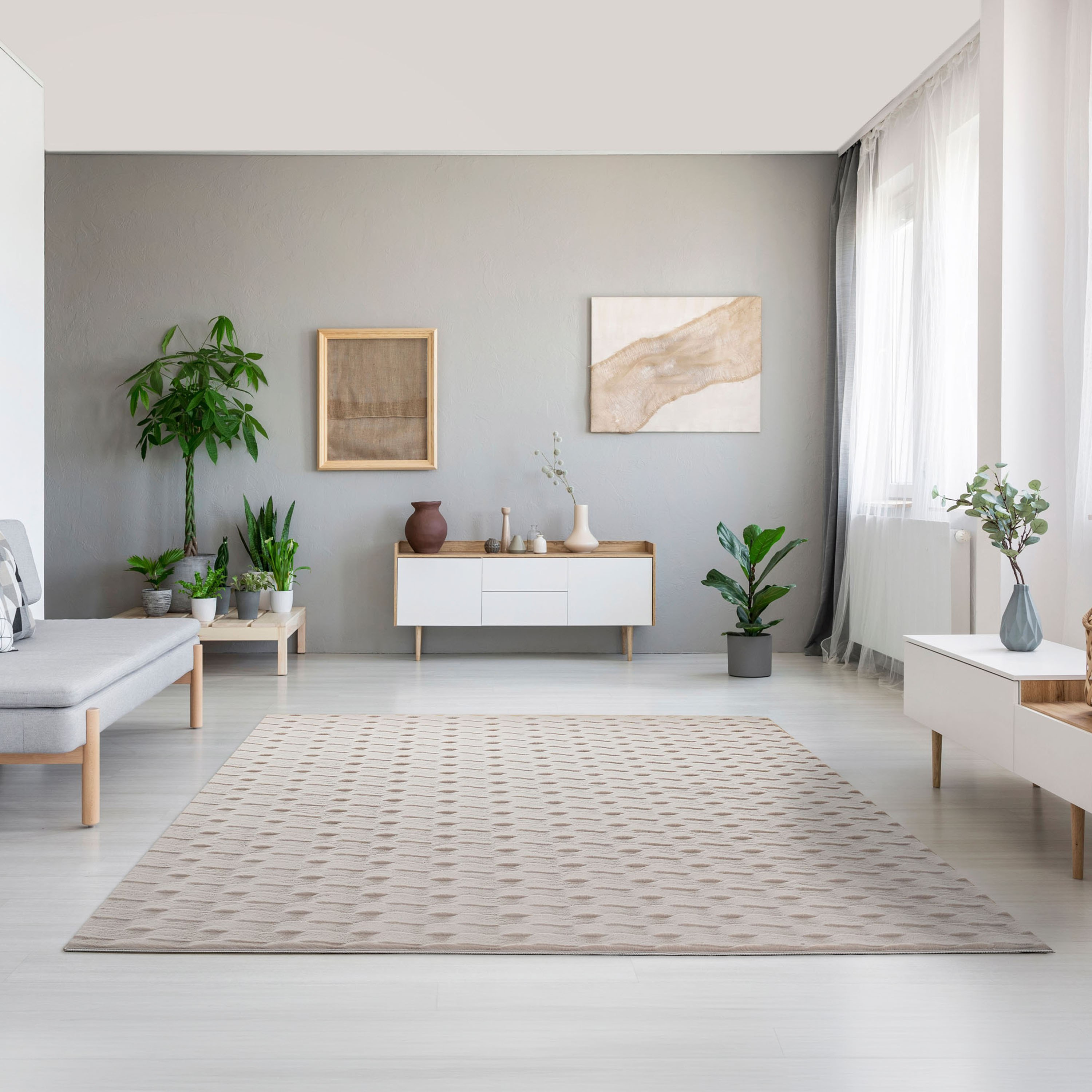 Zara Soro Jacquard Rabbit Fur Rug - 240x360 cm-hbxdecorandfurnishings-floorcoverings-rugs-image-1