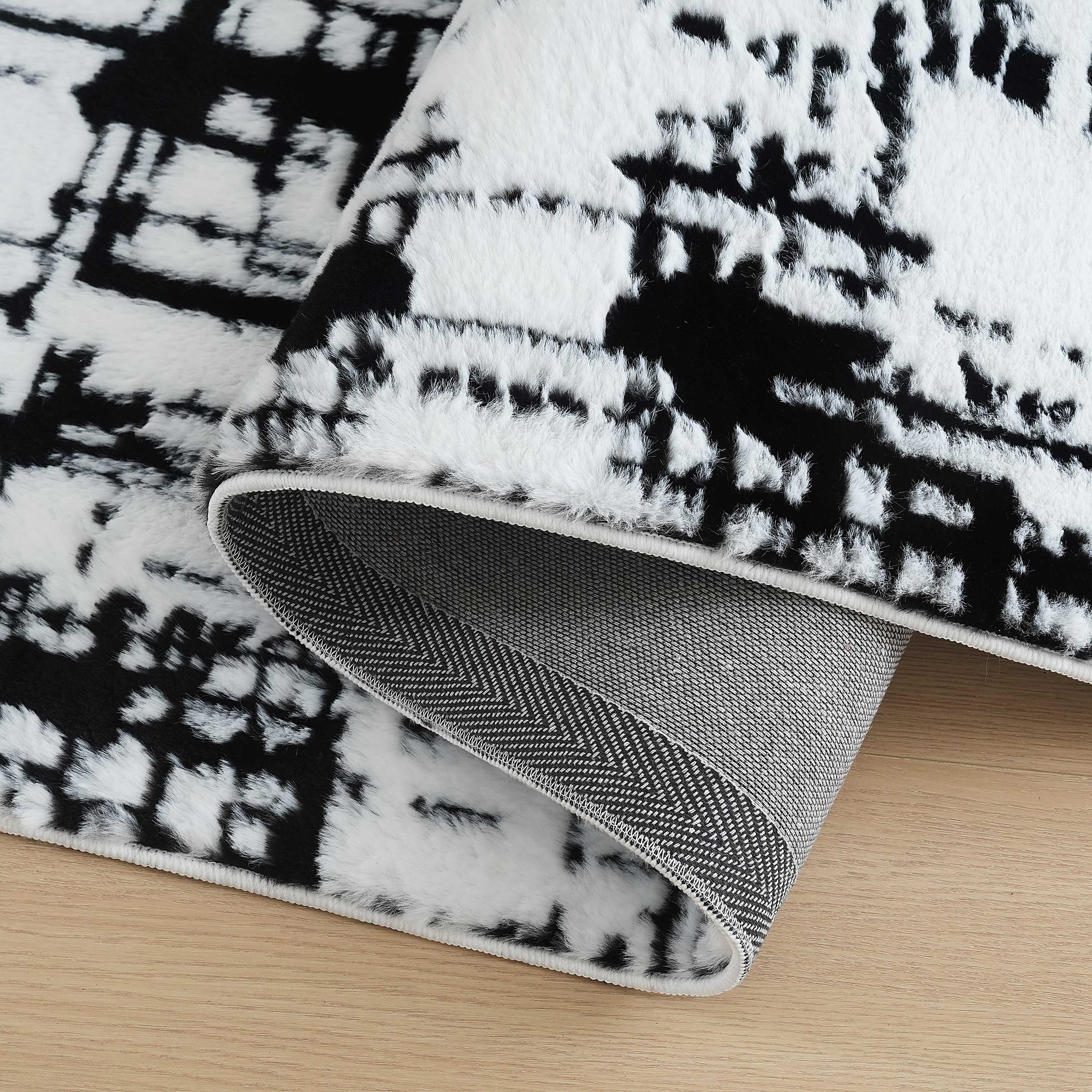 Timmy Mono Rabbit Fur Monochrome Rug - 150x220 cm-hbxdecorandfurnishings-floorcoverings-rugs-image-3