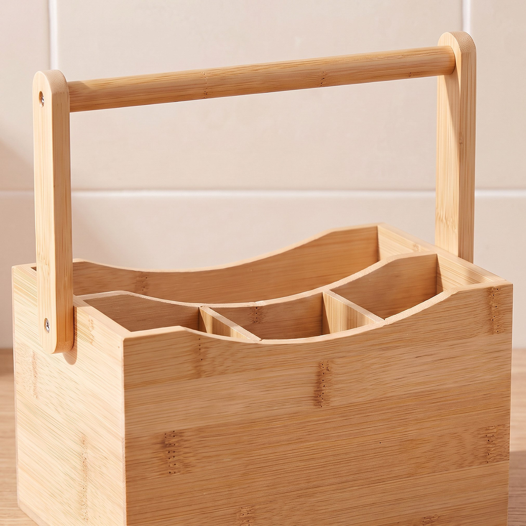 حامل أدوات مائدة من الخيزران بمقبض - 20.5 × 14 × 13 سم-hbxkitchen-kitchenware-kitchenaccessories-image-2