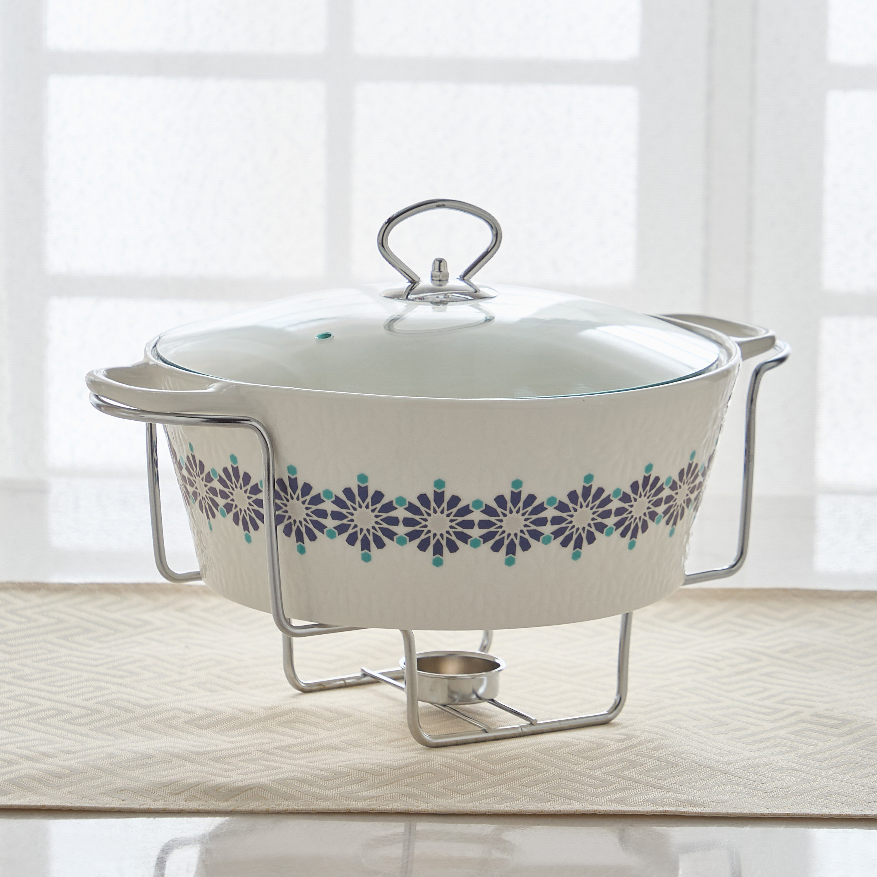 Orchid Round Casserole with Stand-hbxdecorandfurnishings-tabletop-serveware-image-1