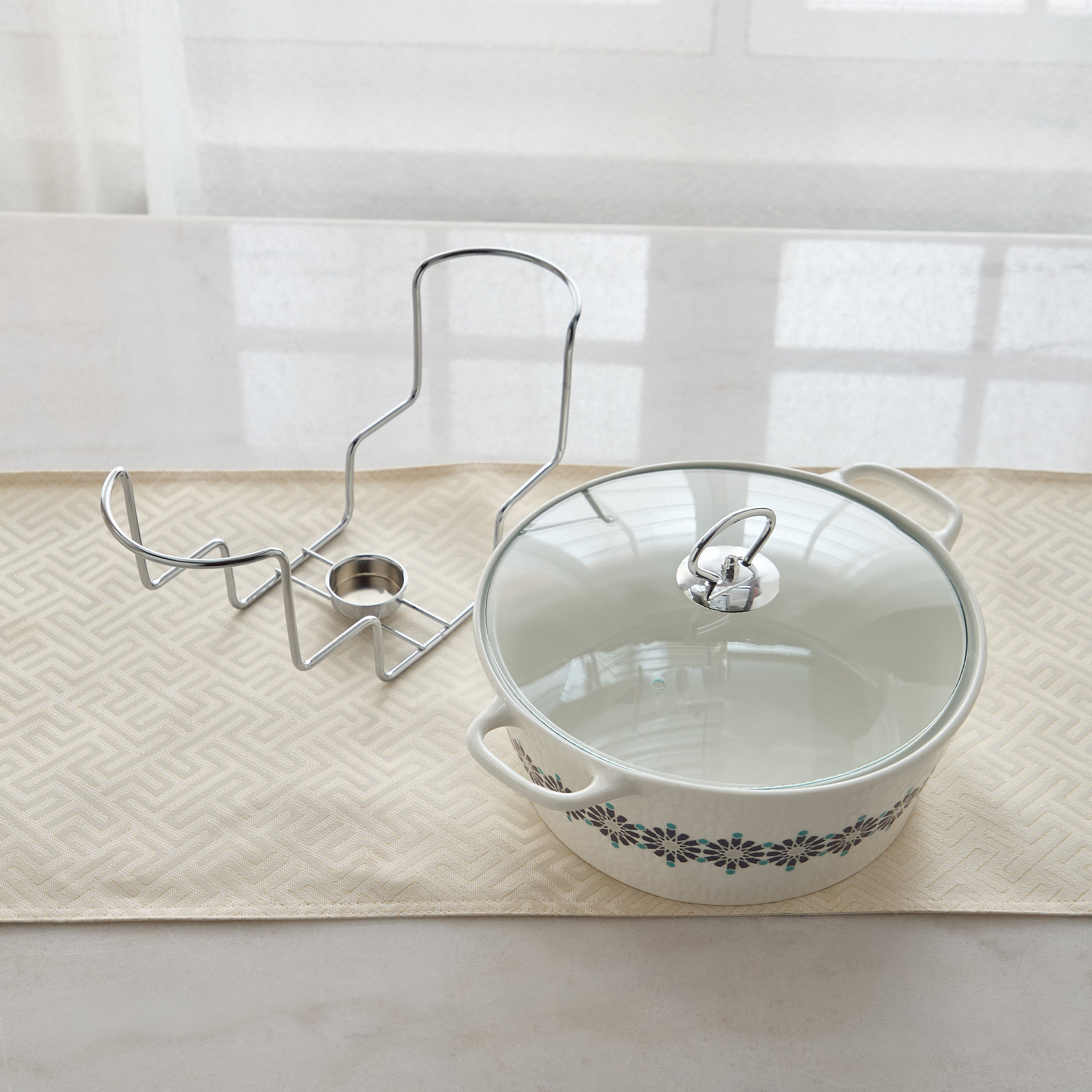 Orchid Round Casserole with Stand-hbxdecorandfurnishings-tabletop-serveware-image-3