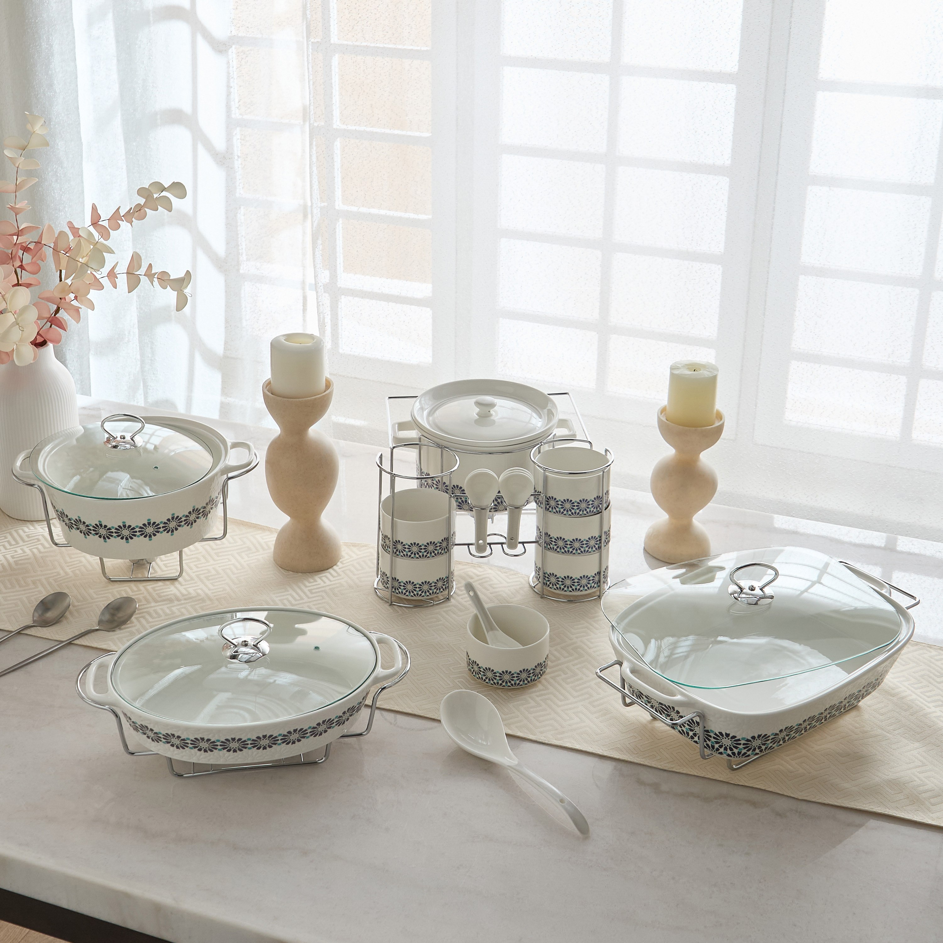 Orchid Round Casserole with Stand-hbxdecorandfurnishings-tabletop-serveware-image-6