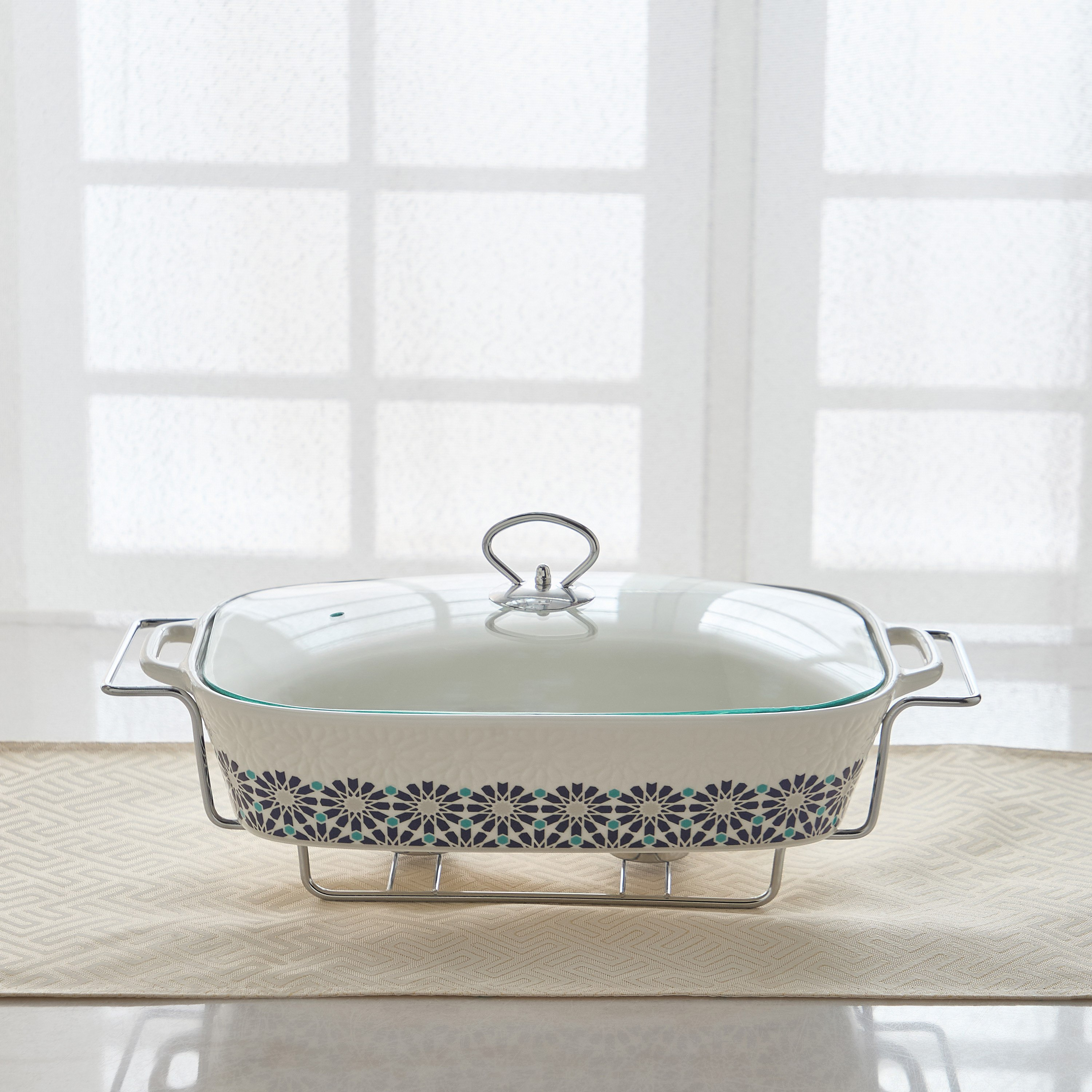 Orchid 15-inch Rectangular Casserole with Stand-hbxdecorandfurnishings-tabletop-serveware-image-2