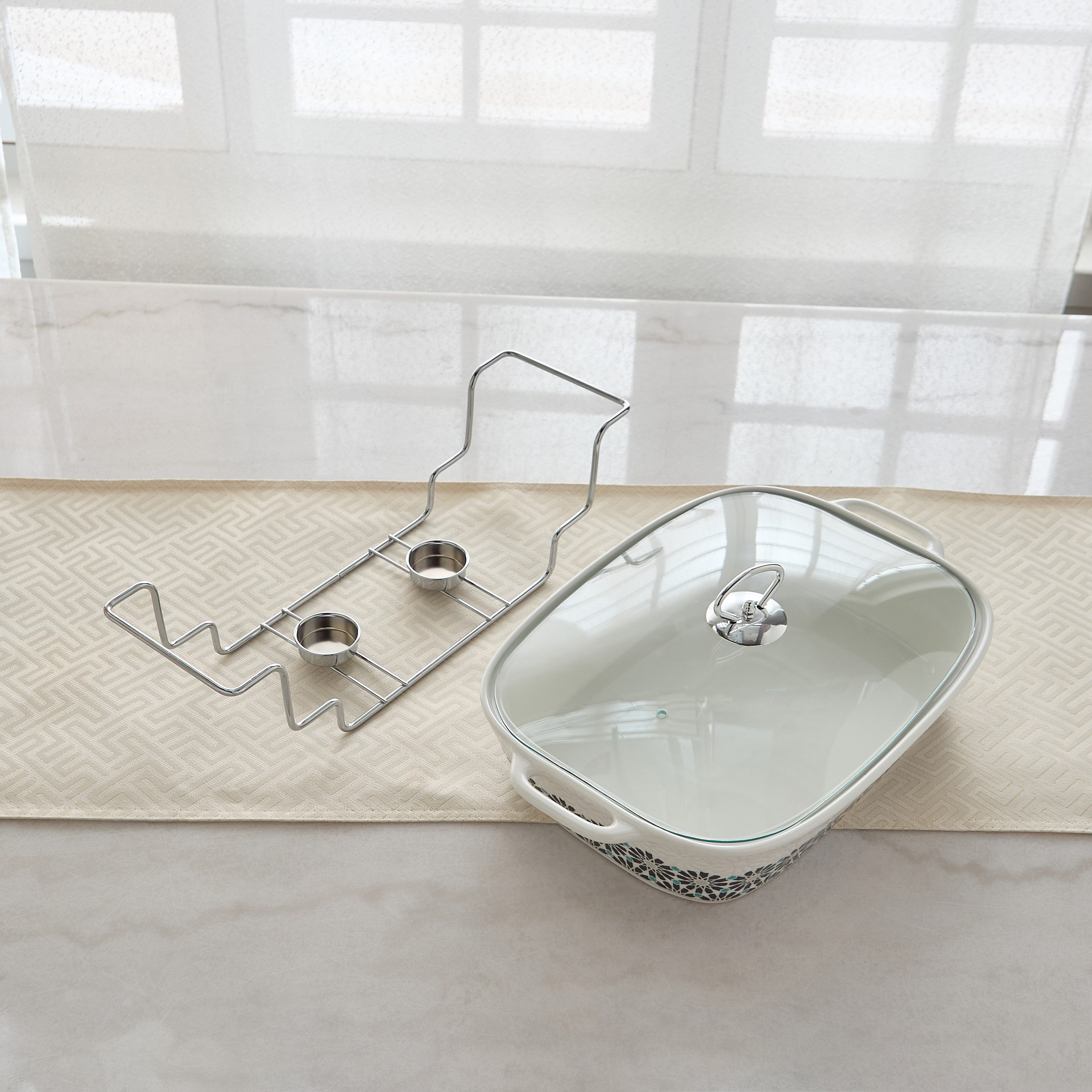 Orchid 15-inch Rectangular Casserole with Stand-hbxdecorandfurnishings-tabletop-serveware-image-3