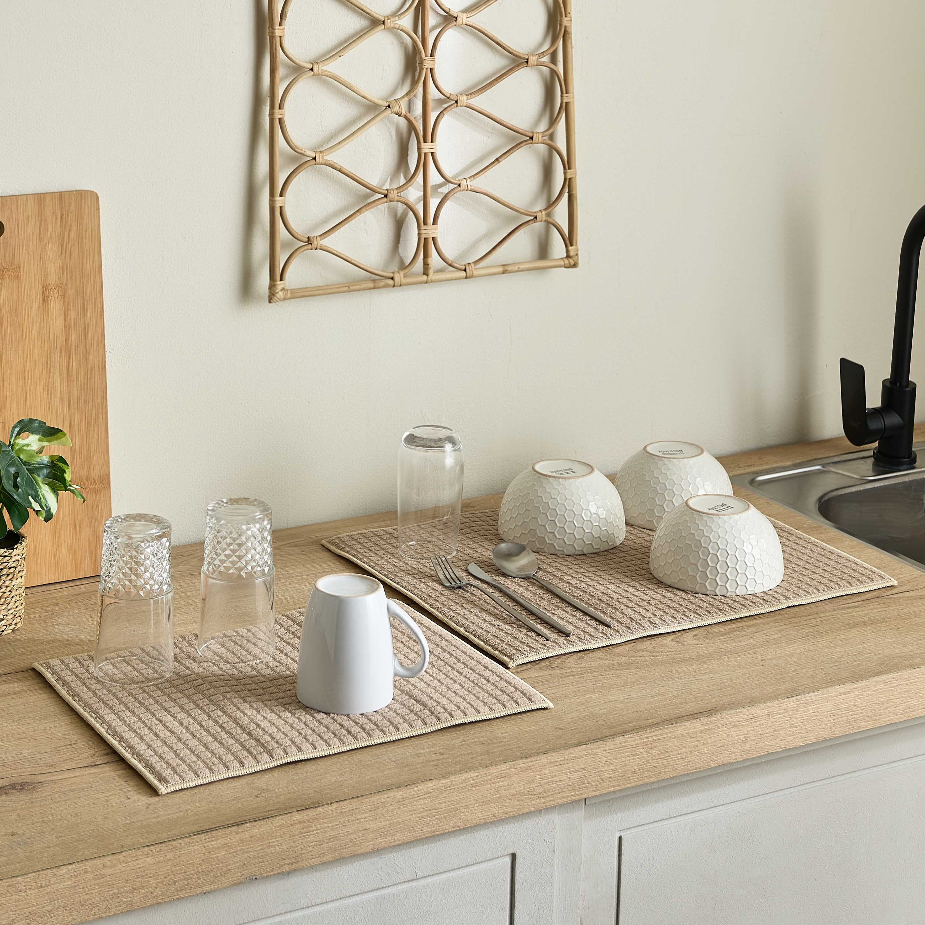 طقم حصائر ألياف دقيقة لتجفيف الصحون قطعتين من بريستول - 30x40 سم و38x50 سم-hbxhomeware-kitchenware-kitchenlinens-image-4