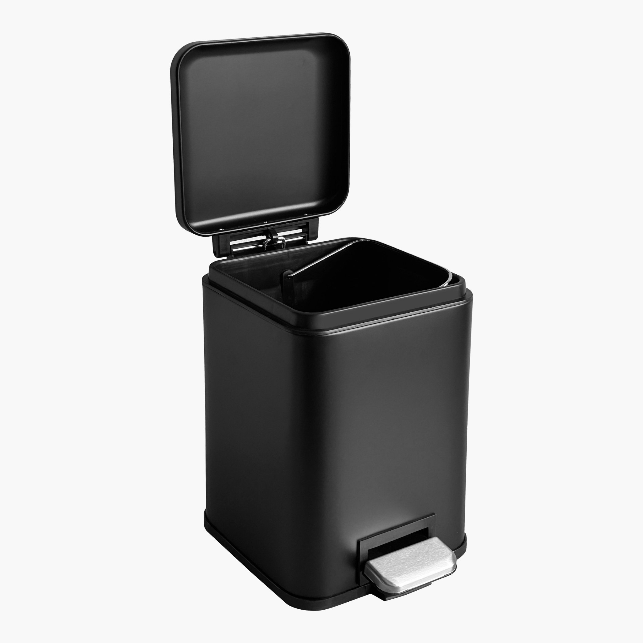 Ebony Stainless Steel Square Pedal Bin - 6 L-hbxhomeware-hbxbathroom-image-5