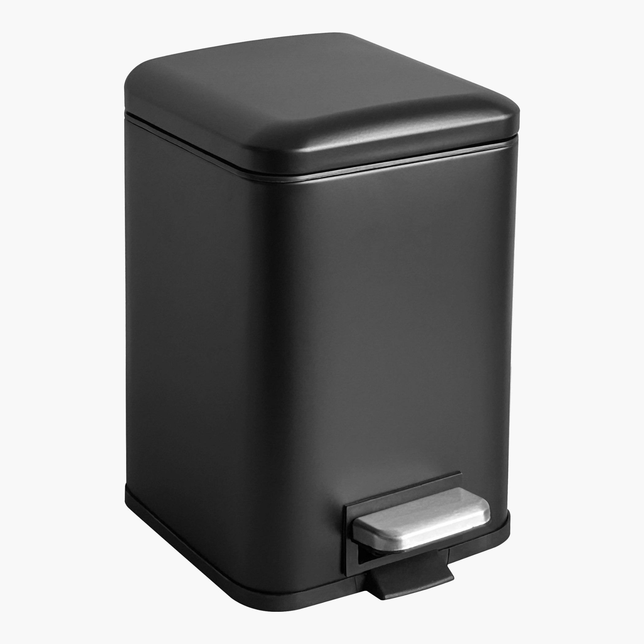Ebony Stainless Steel Square Pedal Bin - 6 L-hbxhomeware-hbxbathroom-image-2