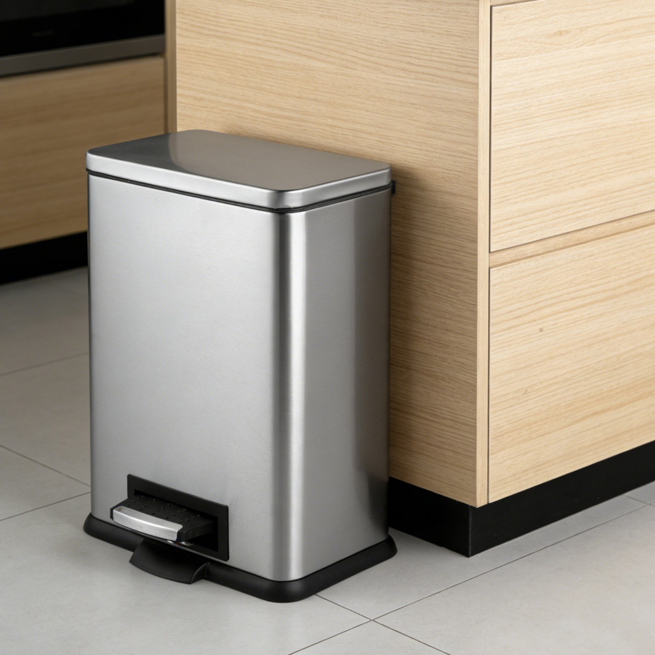 Oliver Rectangular Stainless Steel Pedal Bin - 30 L-hbxhomeware-hbxbathroom-image-1