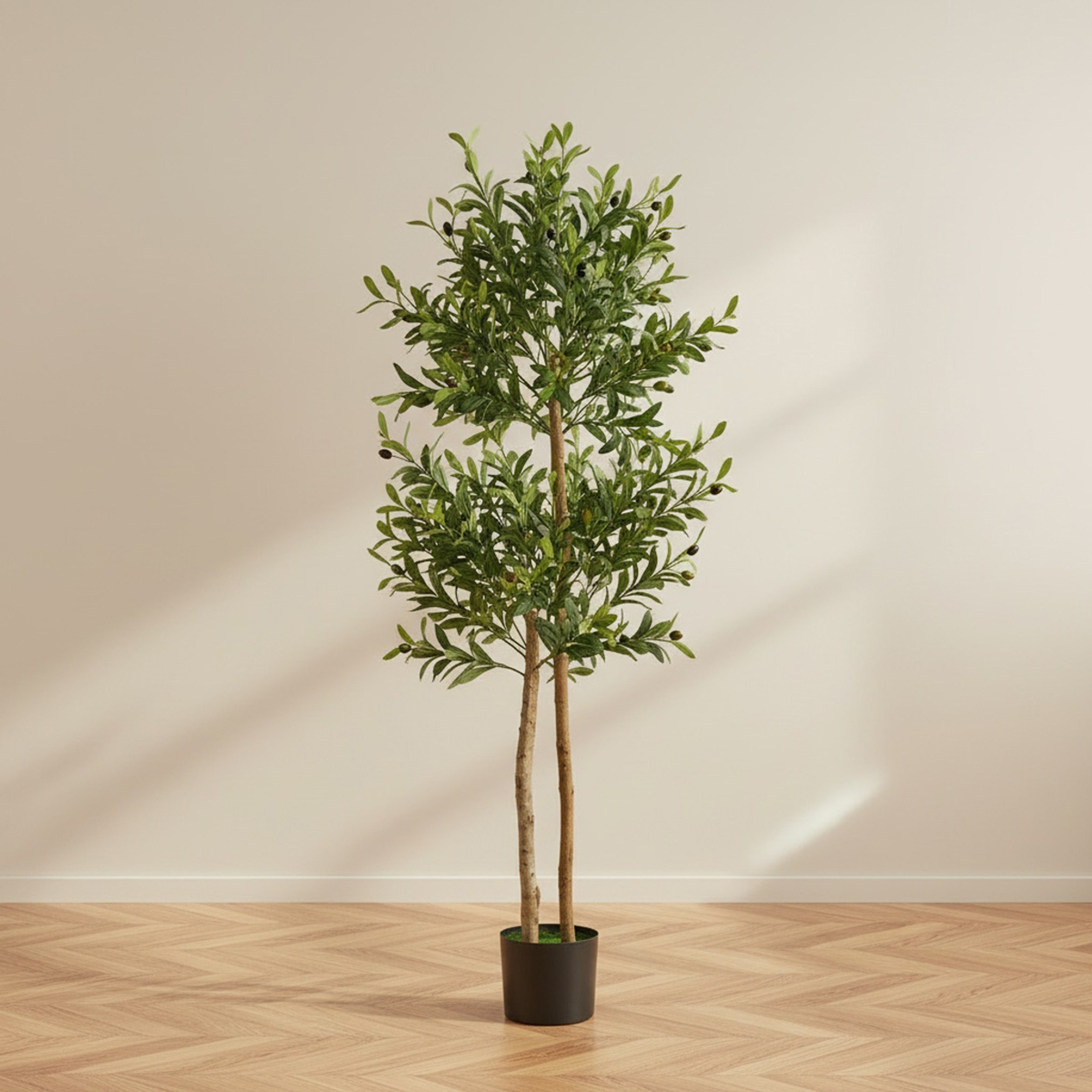 Teodora Artificial Olive Tree with Real Boxwood Trunks - 150 cm-hbxdecorandfurnishings-homeaccessories-artificialflowersandplants-image-1