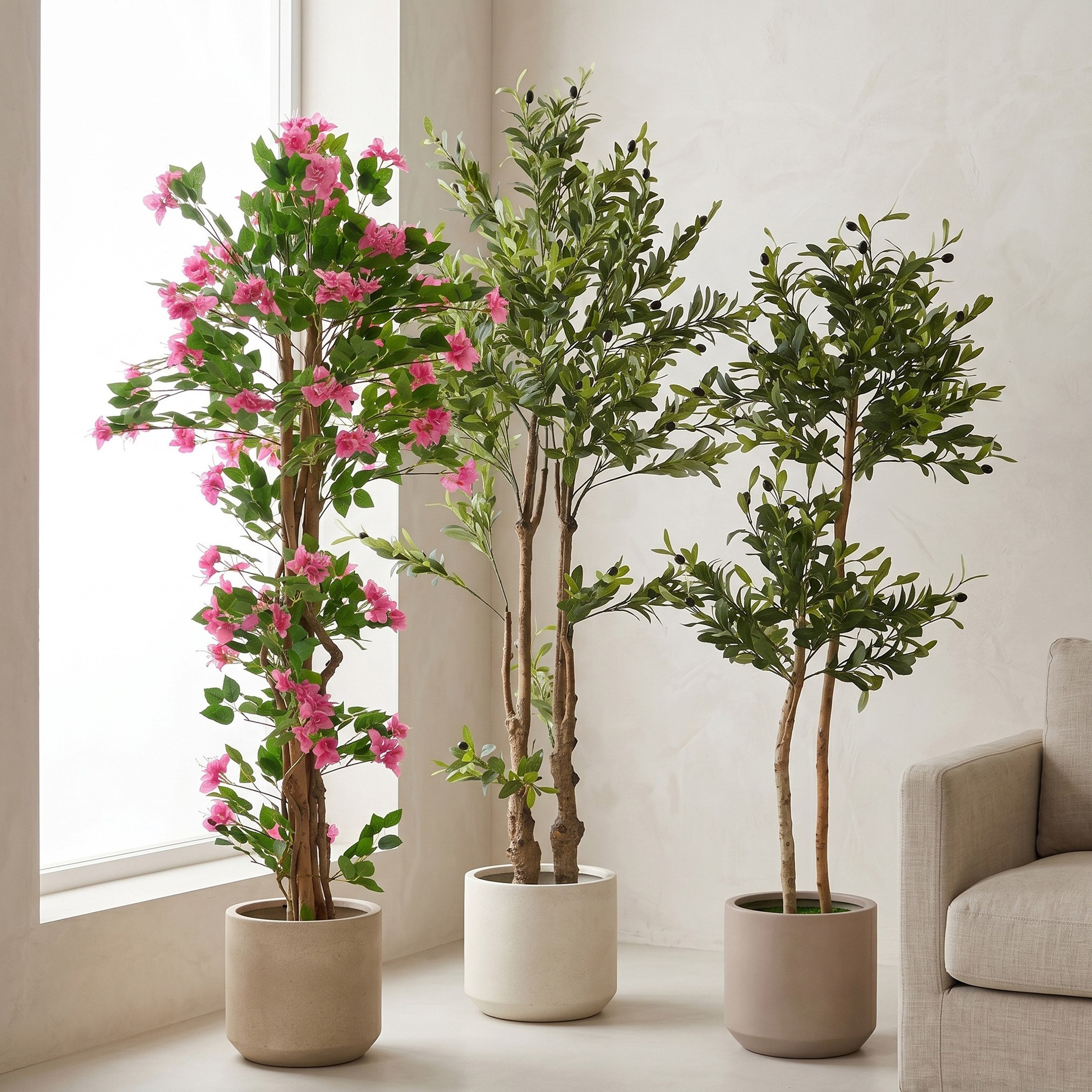 Teodora Artificial Olive Tree with Real Boxwood Trunks - 150 cm-hbxdecorandfurnishings-homeaccessories-artificialflowersandplants-image-4