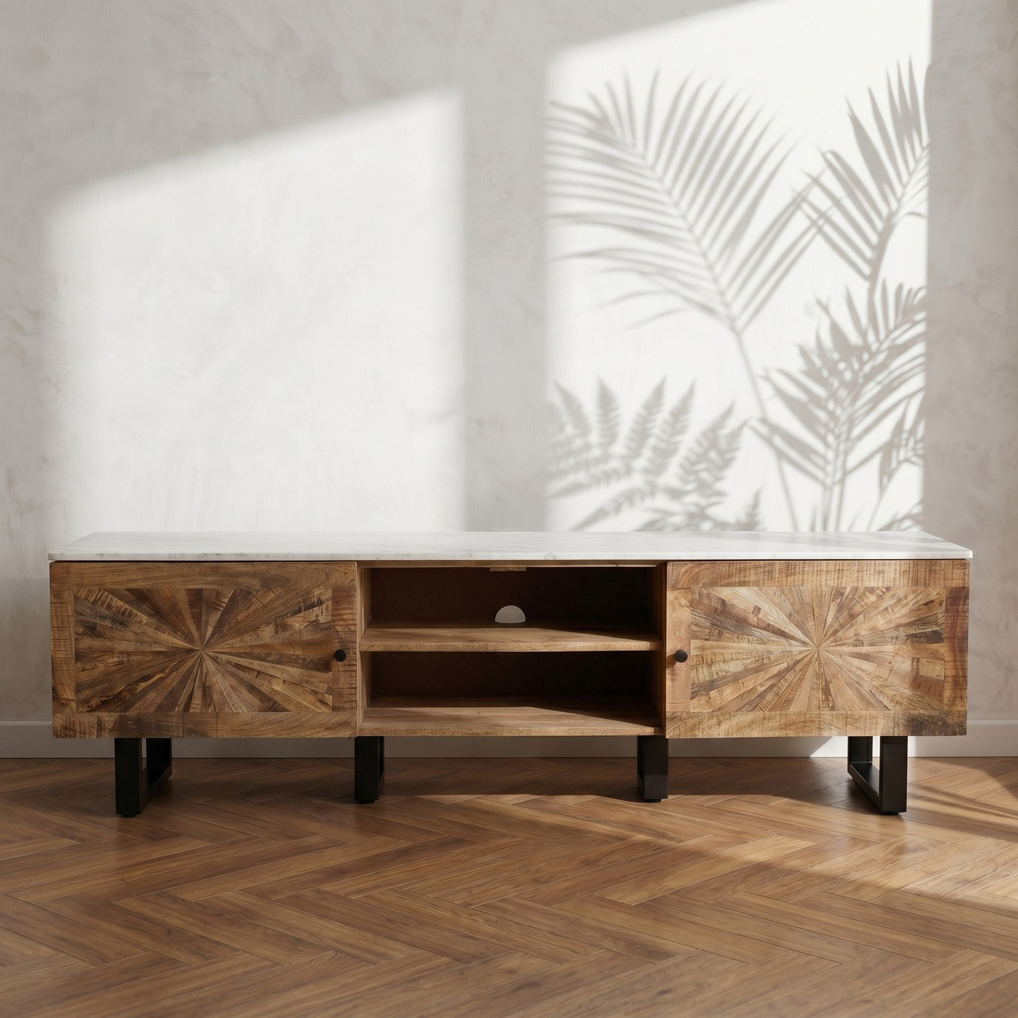 Cavon Florya 1.8 Meter Solid Wood TV Unit with Genuine Marble Top for TV up to 70 inches-hbxlivingroom-mediaunitsandstorage-tvunits-image-2