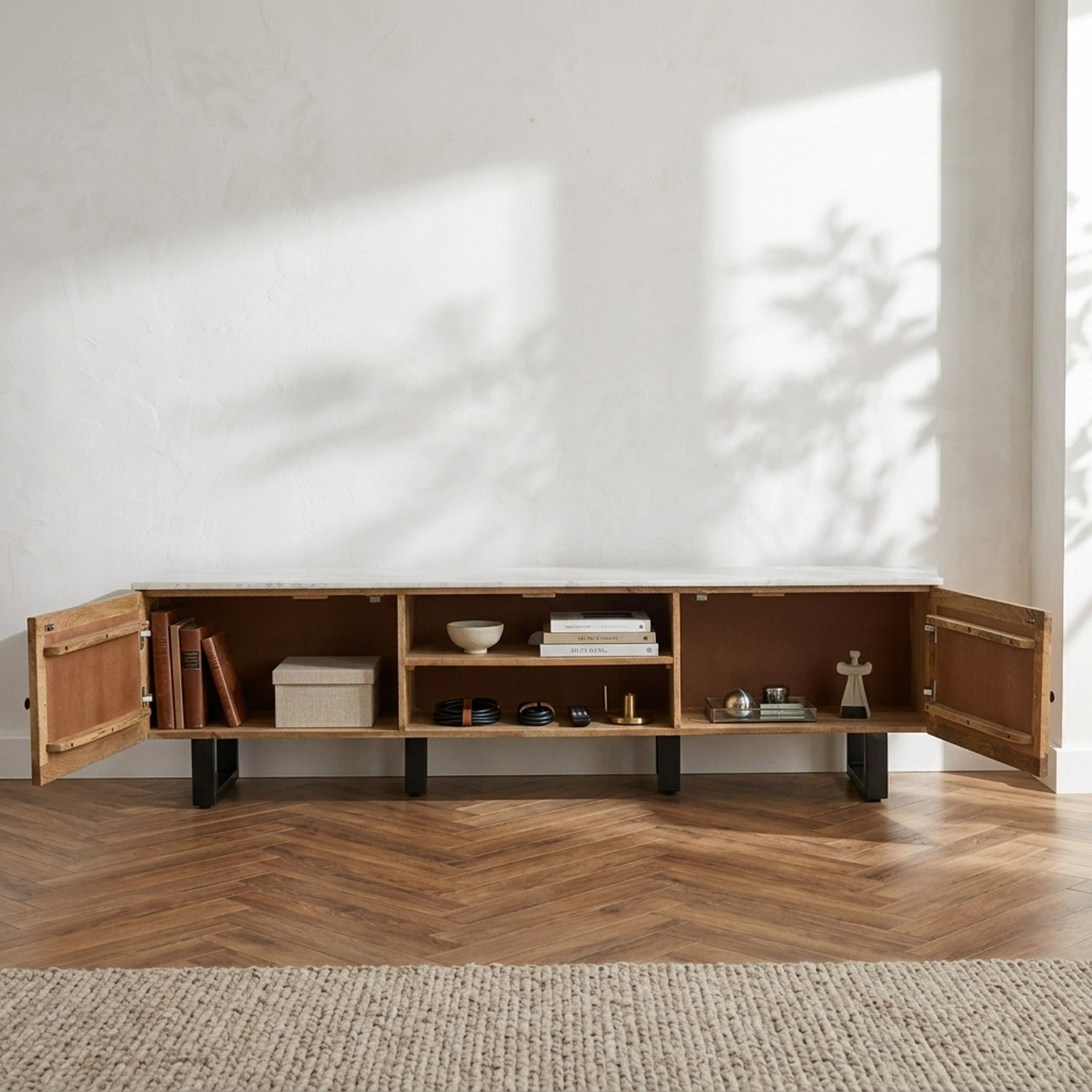 Cavon Florya 1.8 Meter Solid Wood TV Unit with Genuine Marble Top for TV up to 70 inches-hbxlivingroom-mediaunitsandstorage-tvunits-image-3
