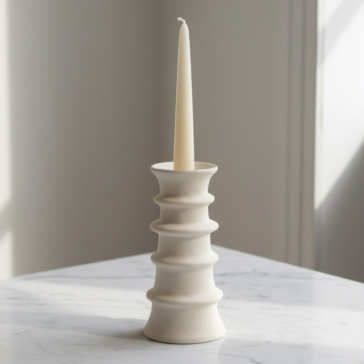 Umber Lavasa Renee Decorative Ceramic Candleholder - 17.3x17.3x35.3 cm-hbxlivingroom-decorandaccessories-candleholders-image-1