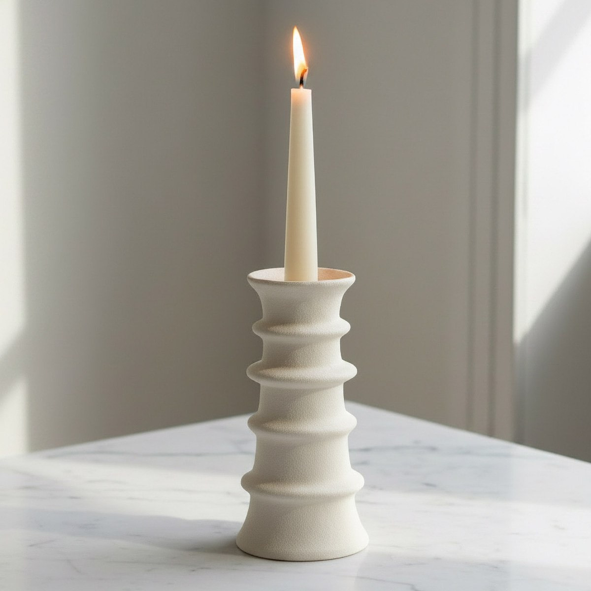 Umber Lavasa Renee Decorative Ceramic Candleholder - 17.3x17.3x35.3 cm-hbxlivingroom-decorandaccessories-candleholders-image-2