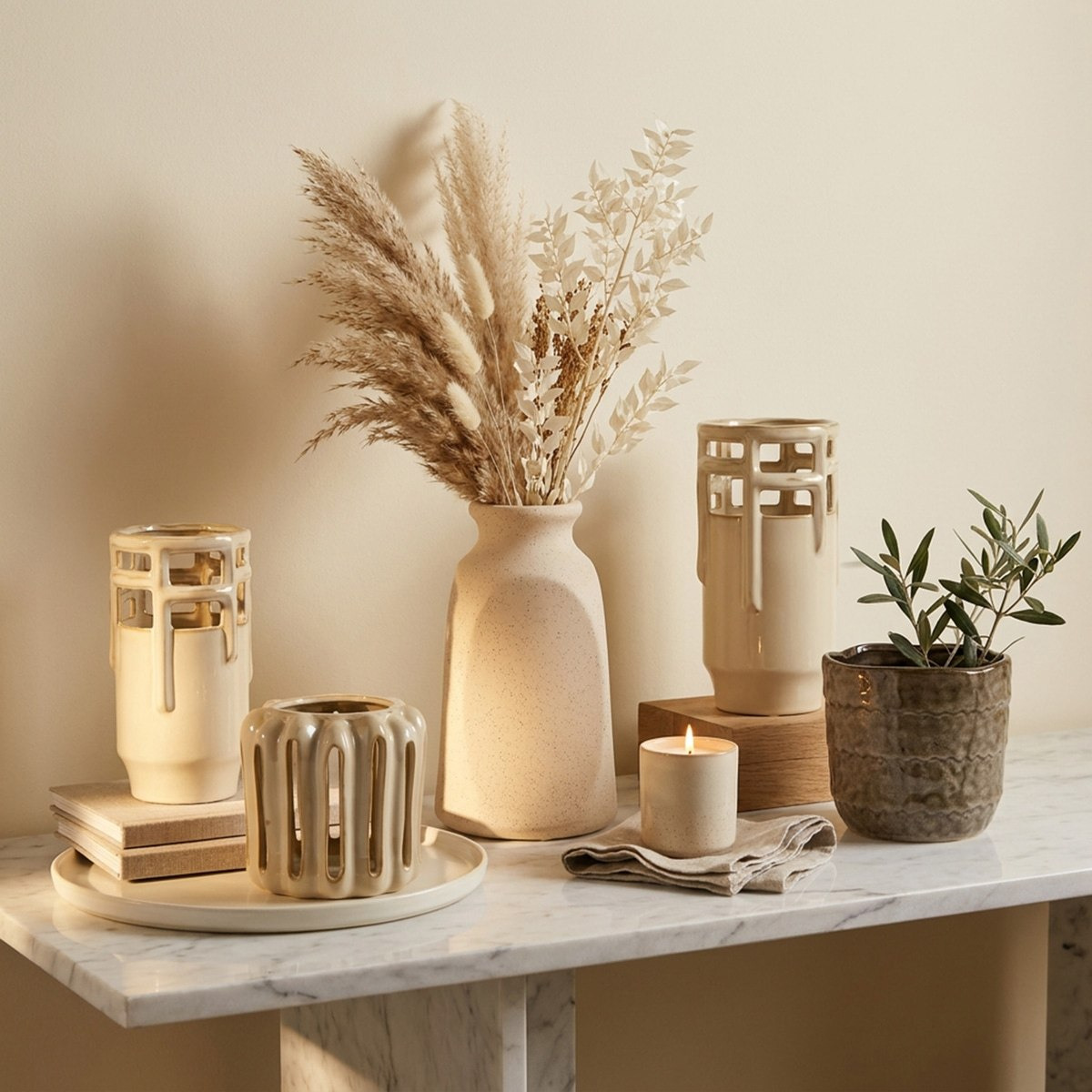 Umber Lavasa Renee Decorative Ceramic Vase - 10.5x10.5x18.5 cm-hbxbedroom-decorandaccessories-vases-image-4