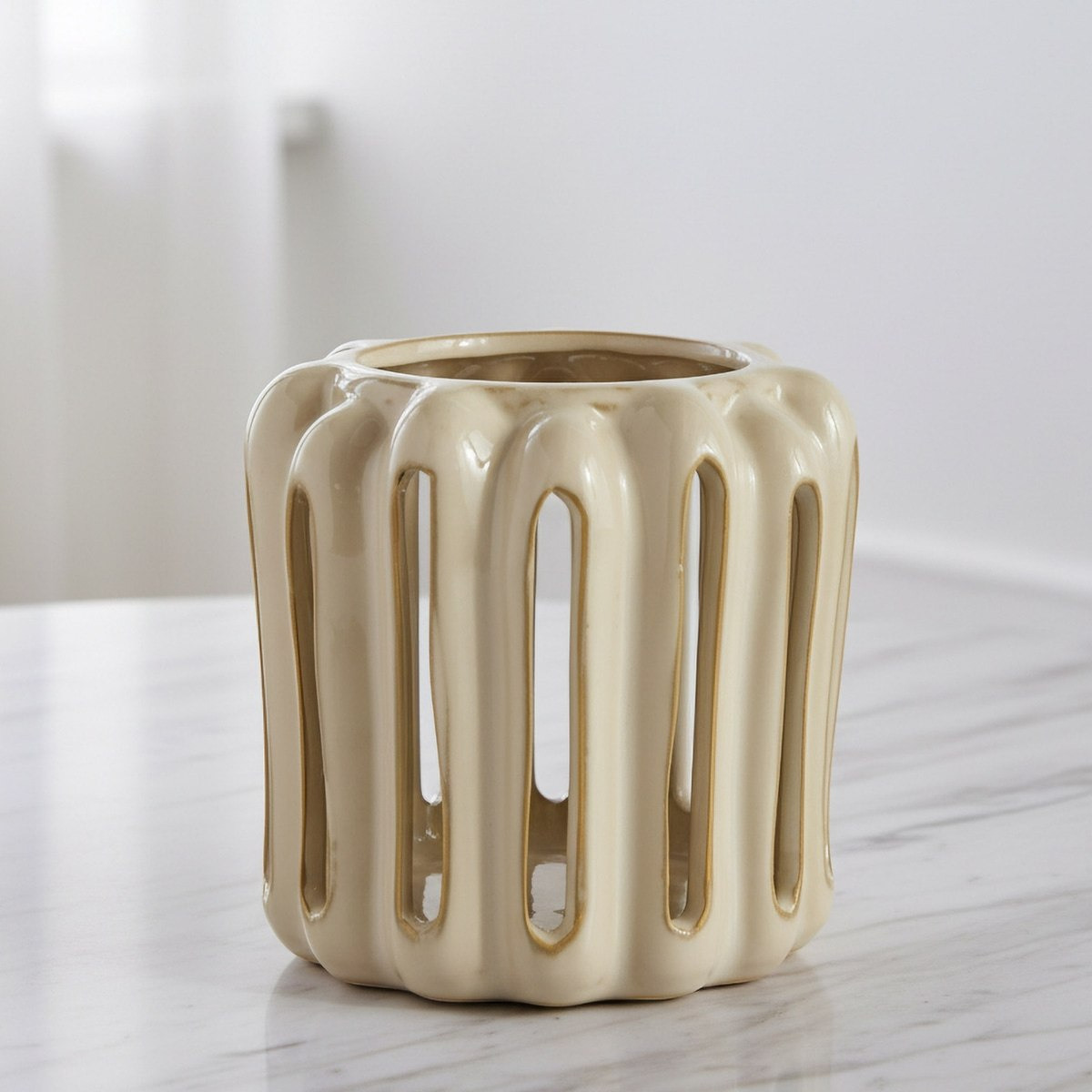 Umber Lavasa Renee Decorative Reactive Glaze Ceramic Vase - 13.7x13.7x13 cm-hbxbedroom-decorandaccessories-vases-image-1