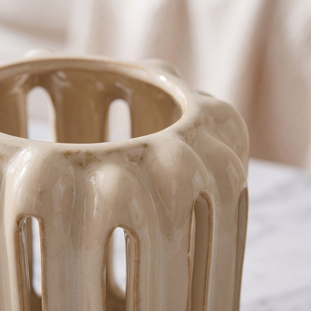 Umber Lavasa Renee Decorative Reactive Glaze Ceramic Vase - 13.7x13.7x13 cm-hbxbedroom-decorandaccessories-vases-image-3