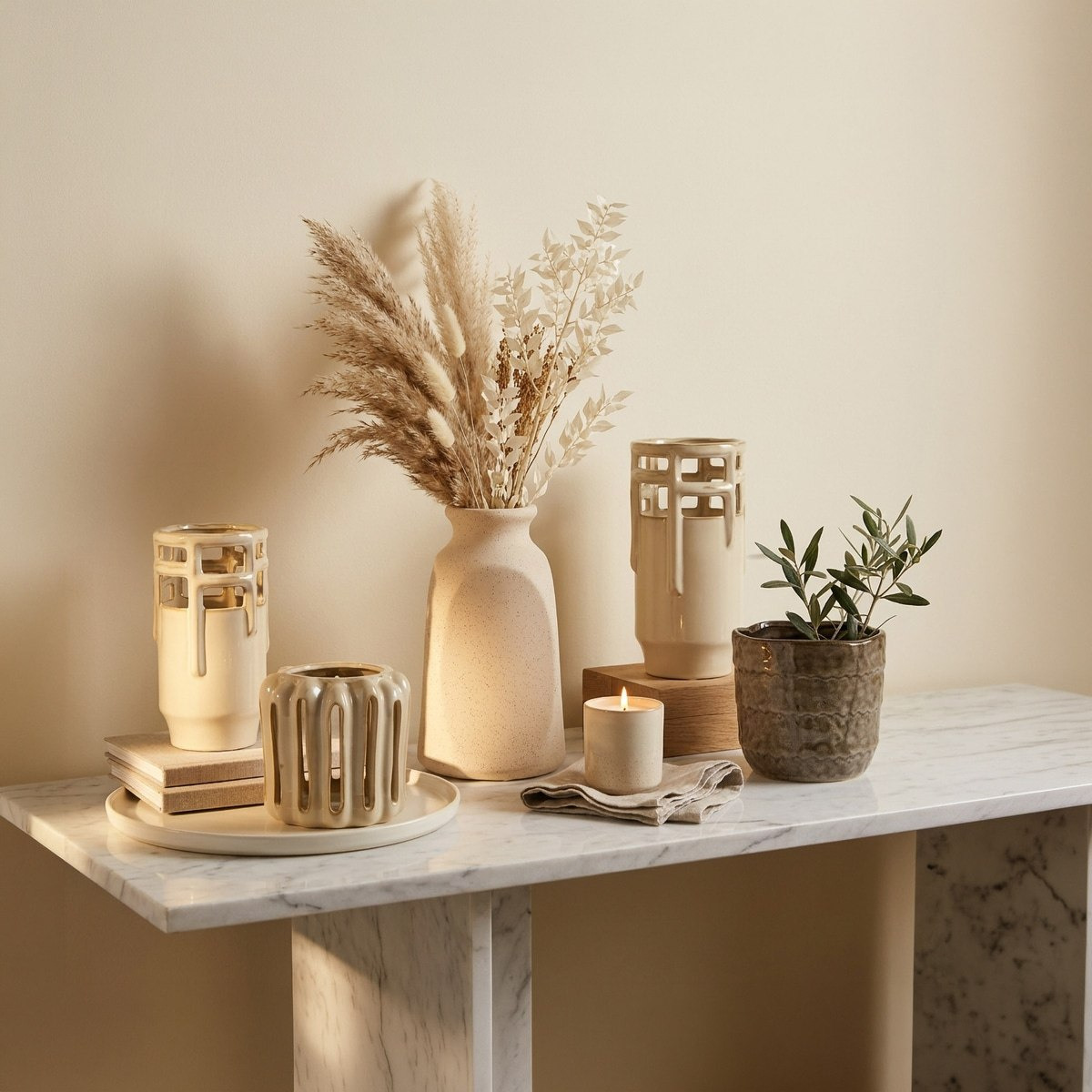 Umber Lavasa Renee Decorative Reactive Glaze Ceramic Vase - 13.7x13.7x13 cm-hbxbedroom-decorandaccessories-vases-image-4