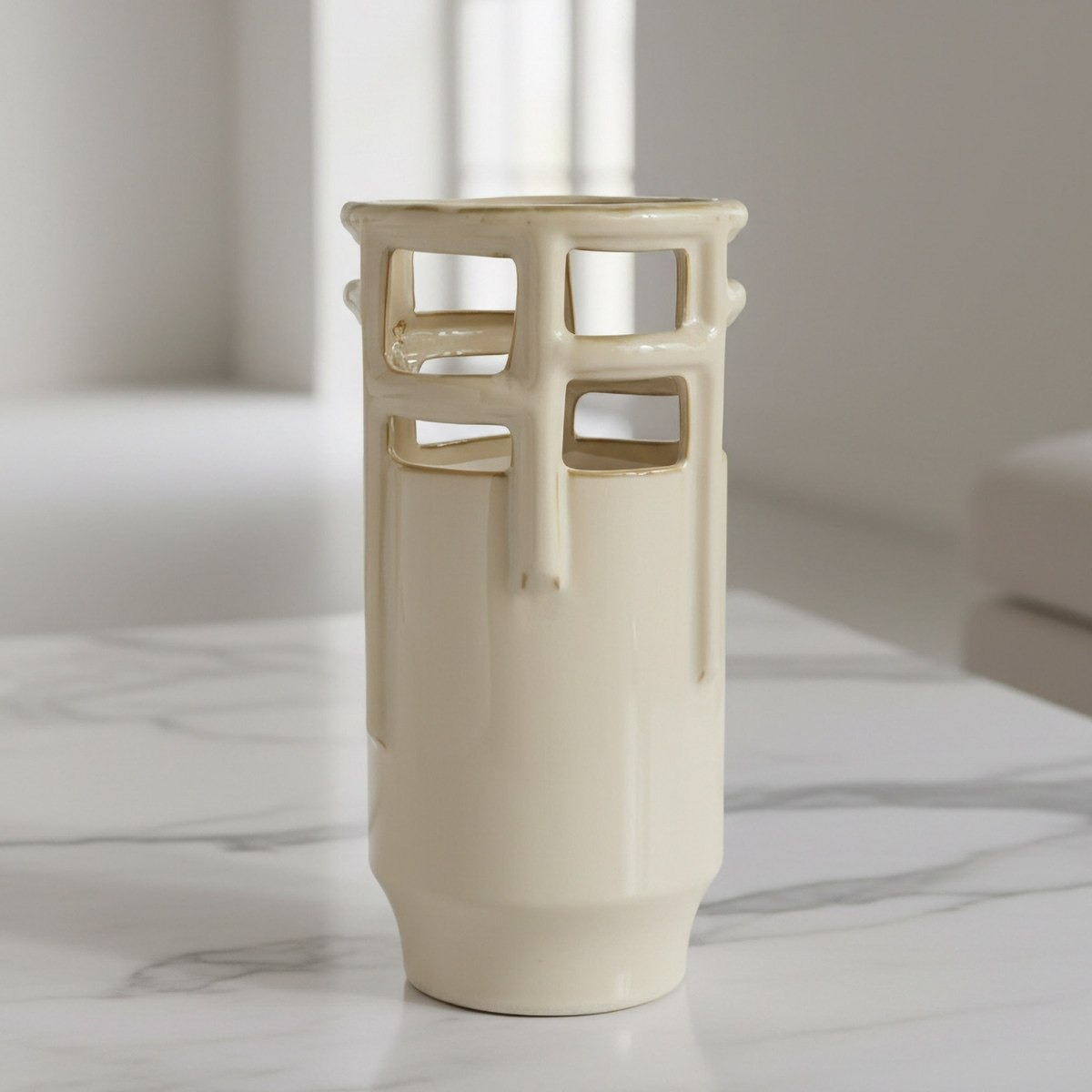 Umber Lavasa Renee Decorative Reactive Glaze Ceramic Vase - 16x16x31 cm-hbxbedroom-decorandaccessories-vases-image-1