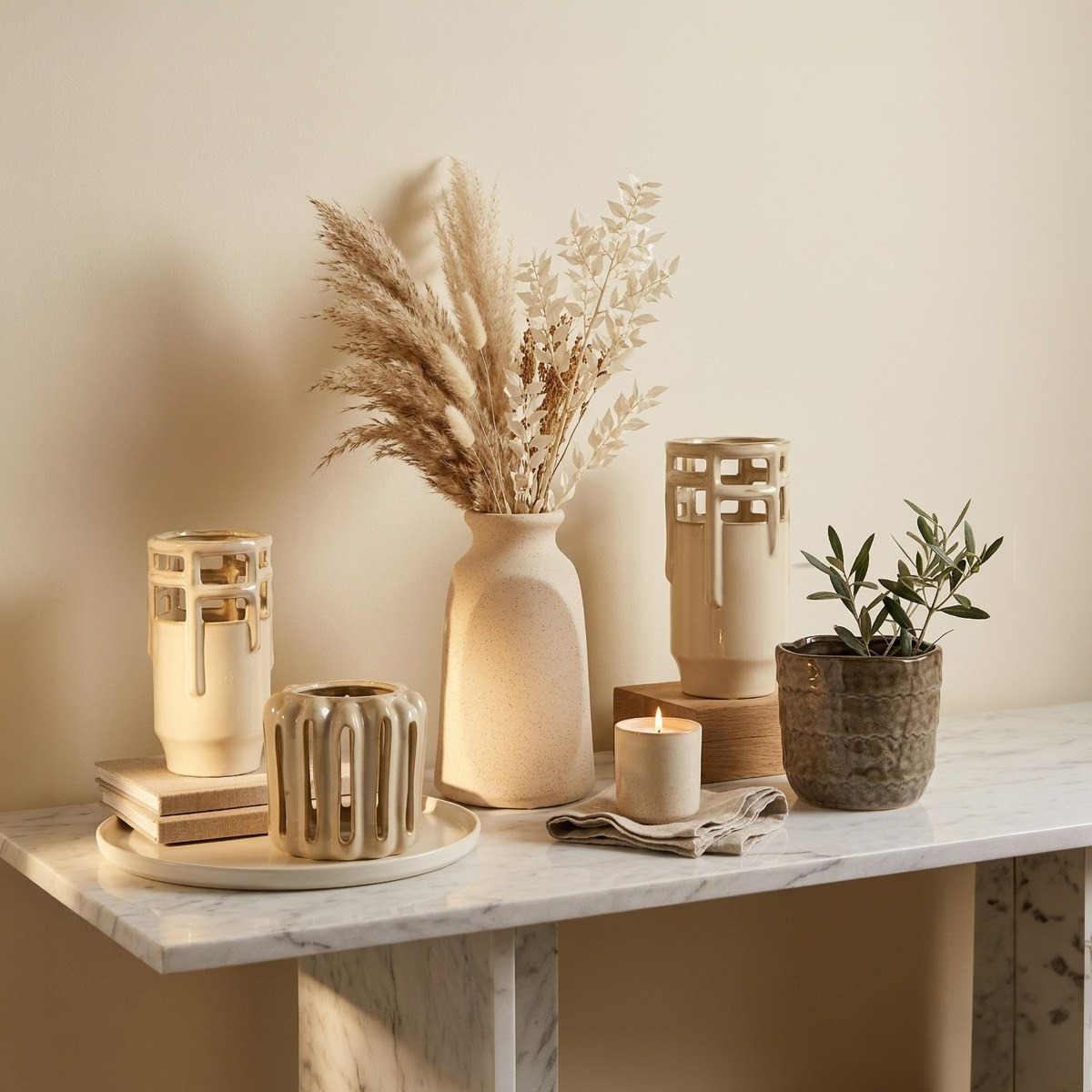 Umber Lavasa Renee Decorative Reactive Glaze Ceramic Vase - 16x16x31 cm-hbxbedroom-decorandaccessories-vases-image-4
