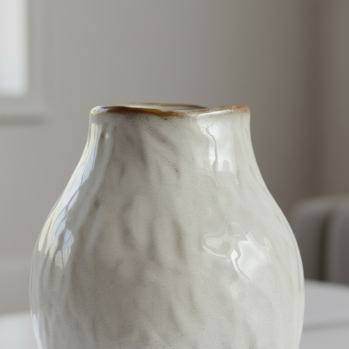 Monochrome Lavasa Renee Reactive Glaze Decorative Ceramic Vase - 17.6x17.6x26.8 cm-hbxbedroom-decorandaccessories-vases-image-3