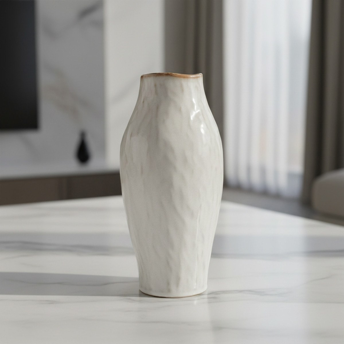 Monochrome Lavasa Renee Reactive Glaze Decorative Ceramic Vase - 16.7x16.7x35.2 cm-hbxbedroom-decorandaccessories-vases-image-1