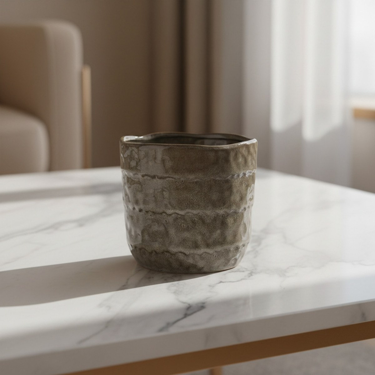 Umber Lavasa Renee Reactive Glaze Decorative Ceramic Vase - 17.3x17.3x15.5 cm-hbxbedroom-decorandaccessories-vases-image-1