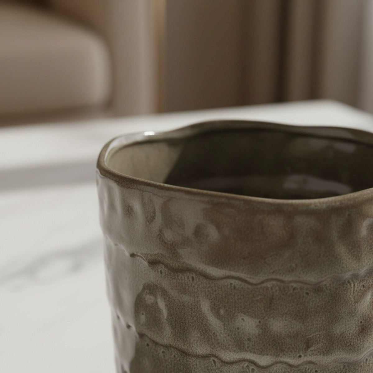 Umber Lavasa Renee Reactive Glaze Decorative Ceramic Vase - 17.3x17.3x15.5 cm-hbxbedroom-decorandaccessories-vases-image-2