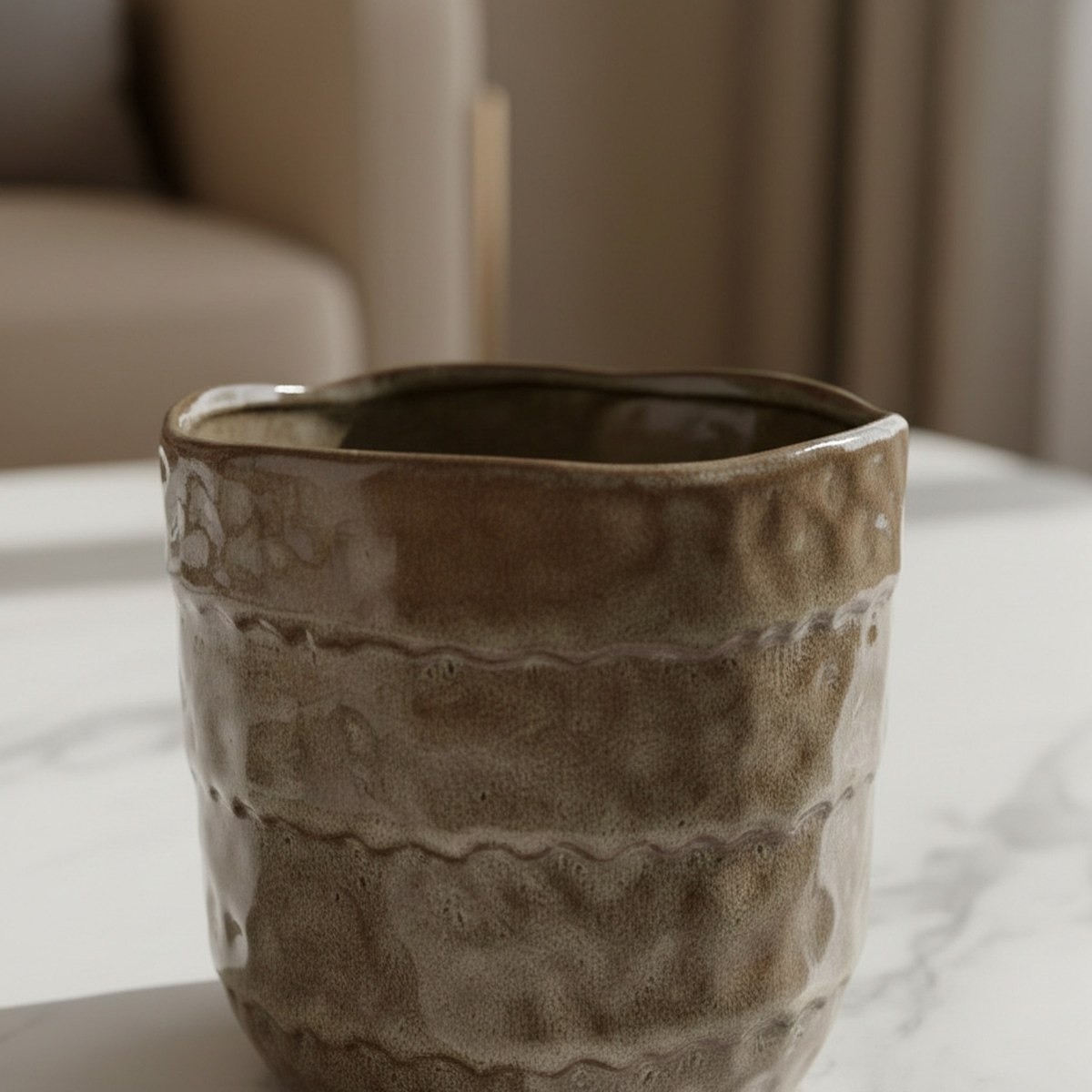 Umber Lavasa Renee Reactive Glaze Decorative Ceramic Vase - 17.3x17.3x15.5 cm-hbxbedroom-decorandaccessories-vases-image-3