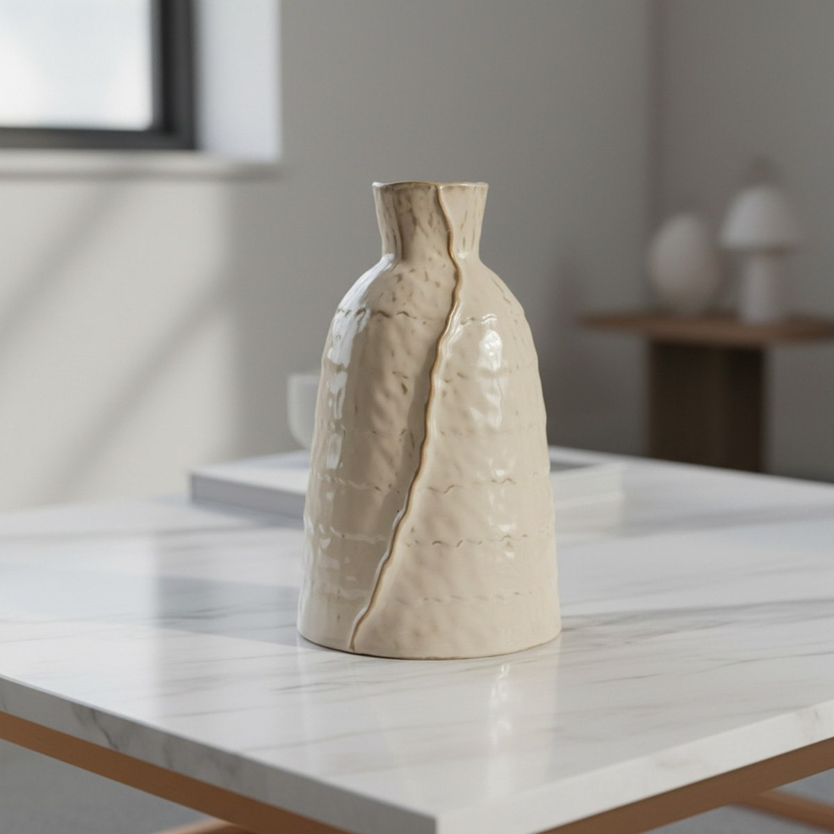 Umber Lavasa Renee Reactive Glaze Decorative Ceramic Vase - 18.8x18.8x30.3 cm-hbxbedroom-decorandaccessories-vases-image-1