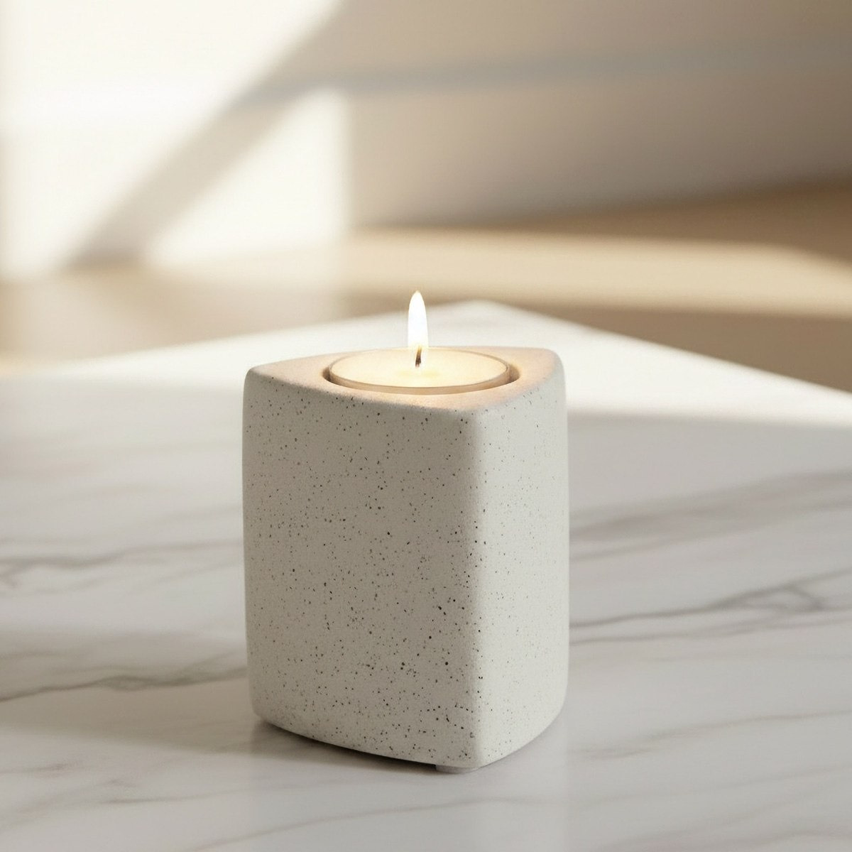Umber Lavasa Renee Decorative Ceramic Tealight Holder - 7x7x9 cm-hbxlivingroom-decorandaccessories-candleholders-image-1