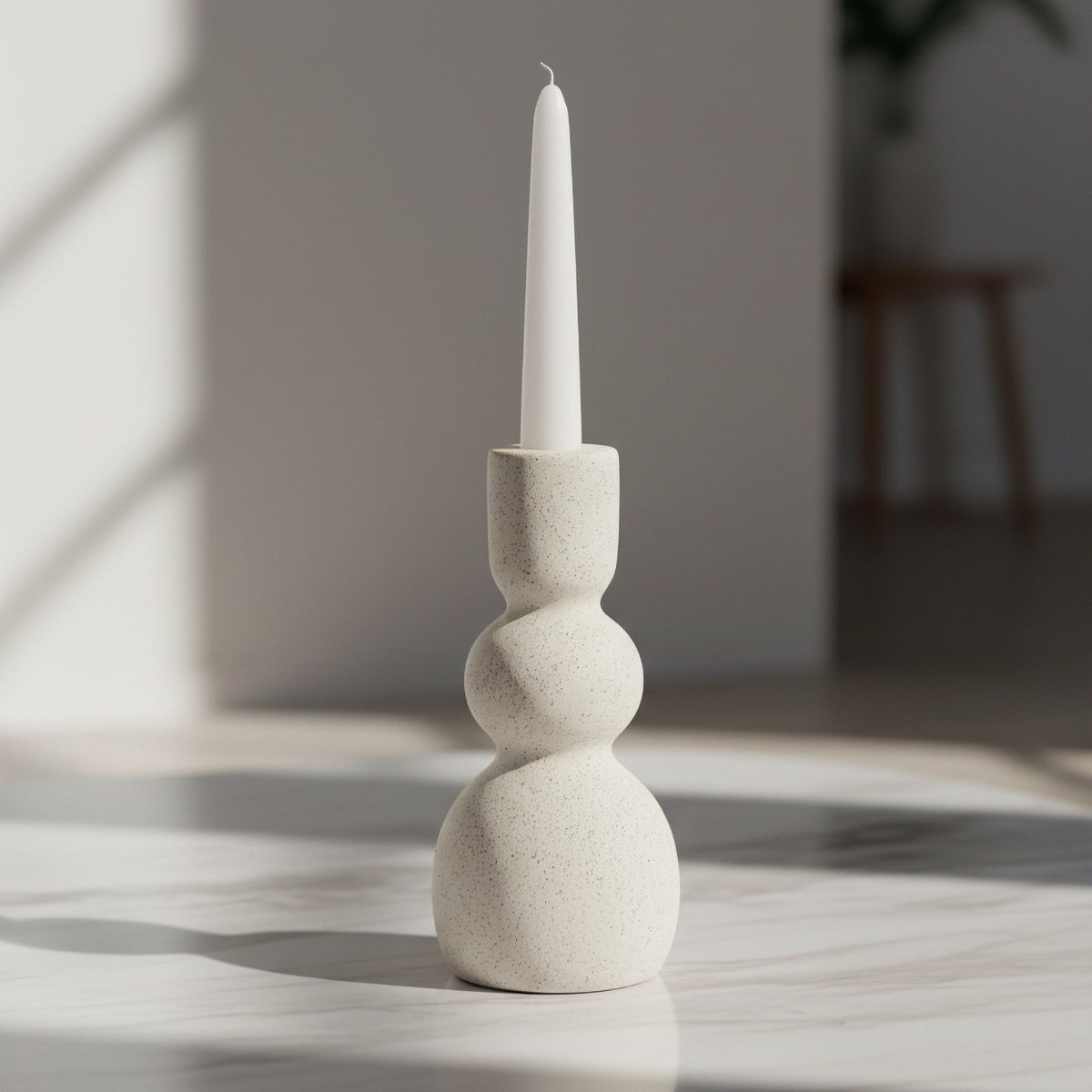 Umber Lavasa Renee Decorative Ceramic Taper Candleholder - 10x10x21.5 cm-hbxlivingroom-decorandaccessories-candleholders-image-1
